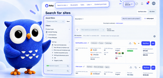 New Adsy interface update