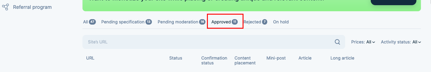 Approved status