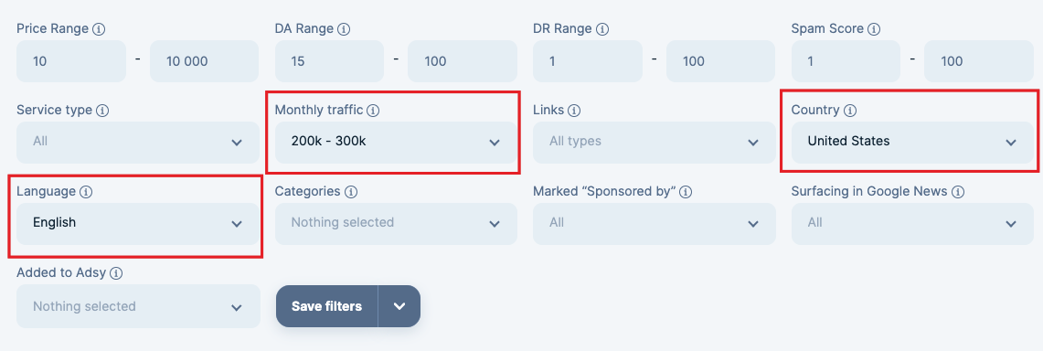 site's monthly traffic