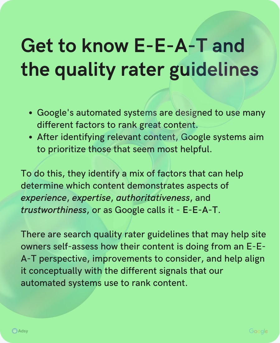 get to know E-E-A-T and the quality rater guidelines