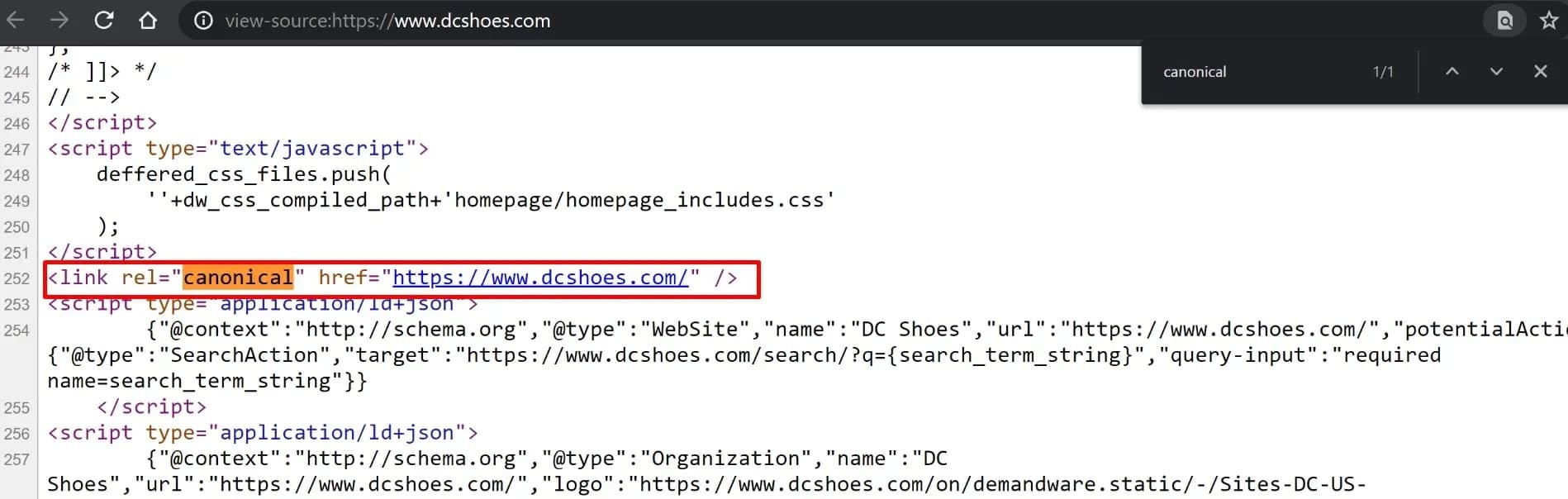 canonical example in code