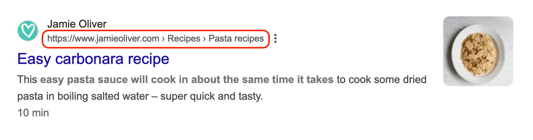 breadcrumbs schema search results