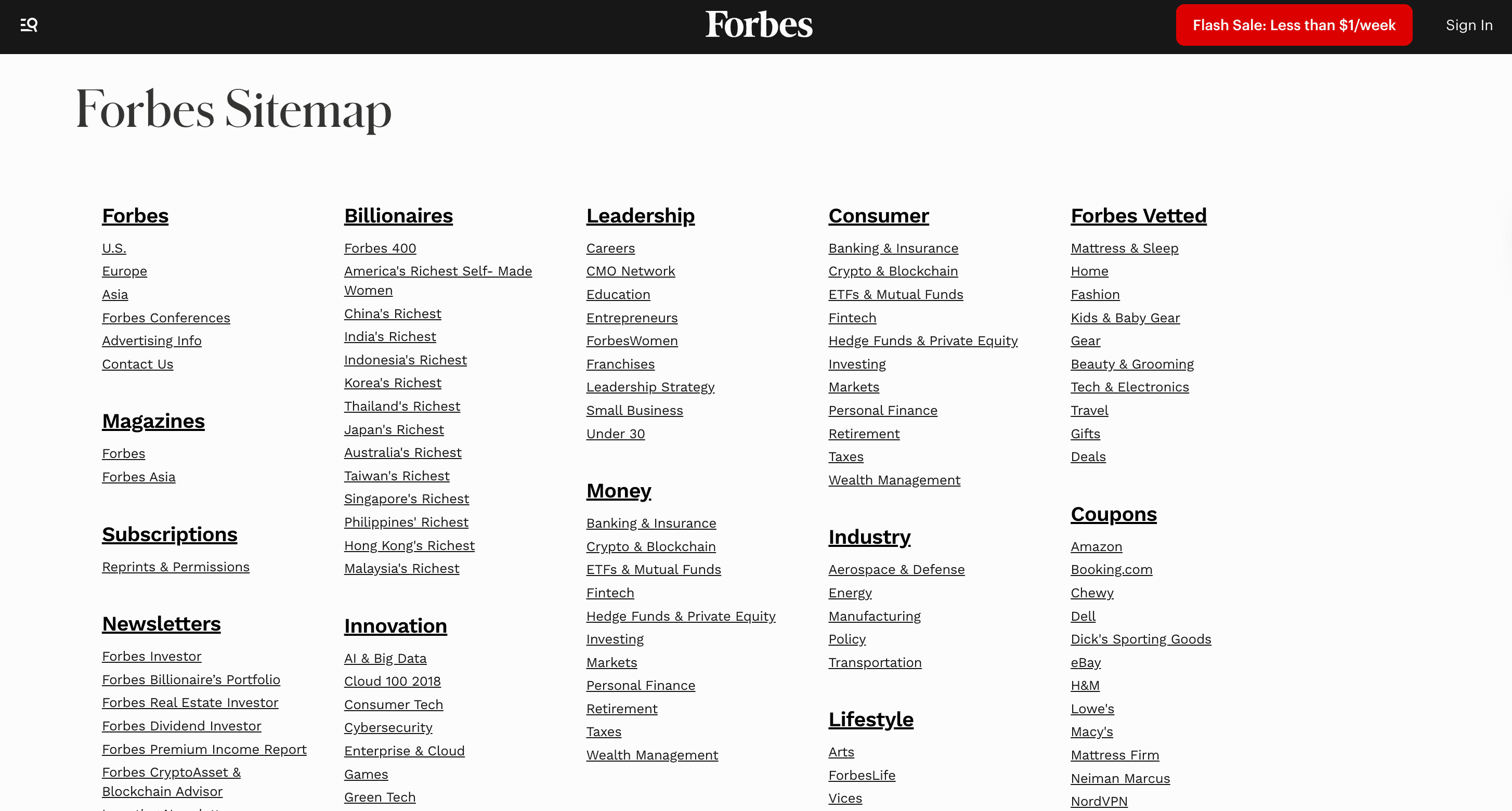 HTML sitemap