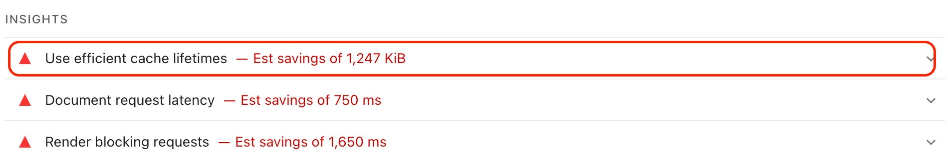 caching issues PageSpeed Insights