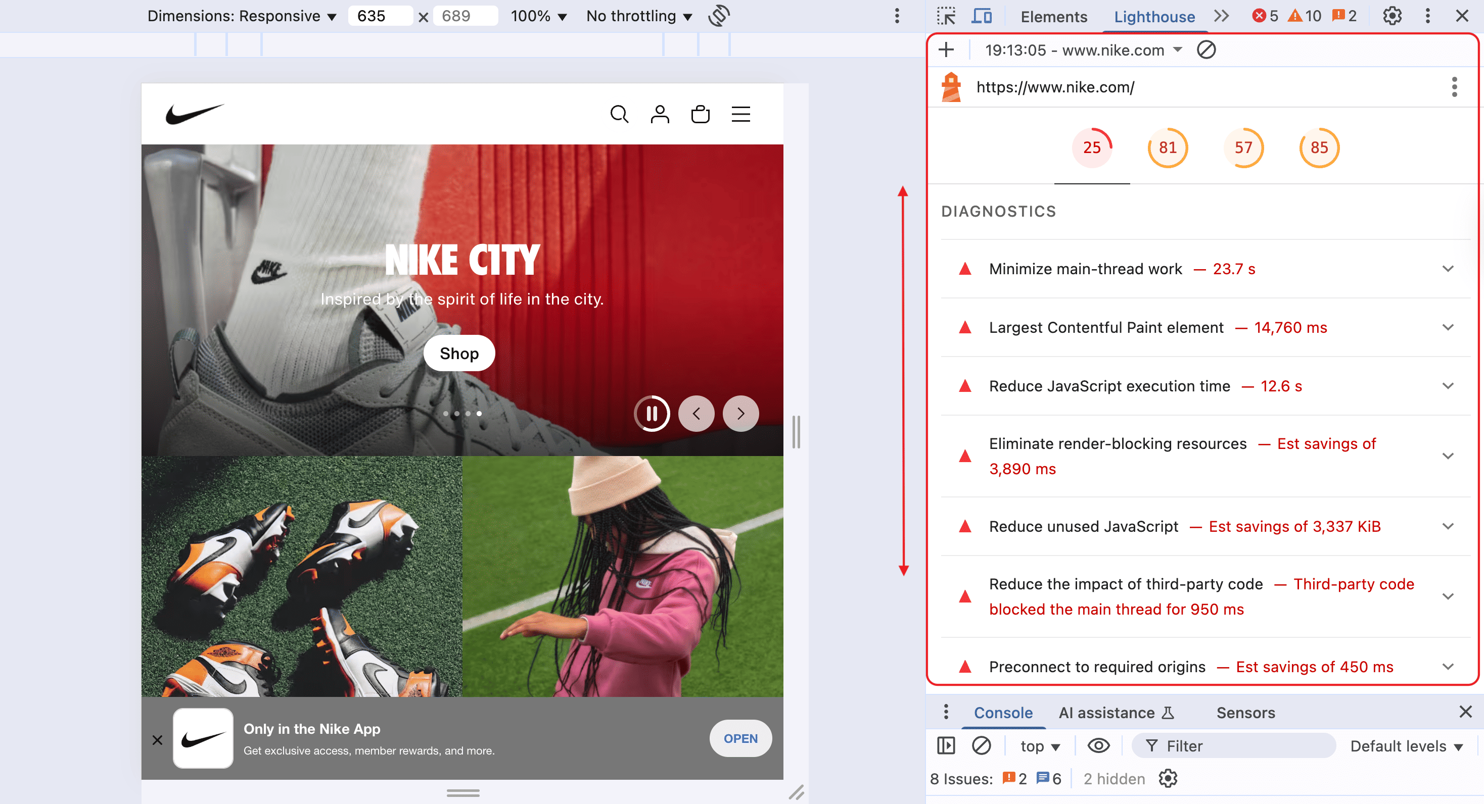 Lighthouse check mobile optimization