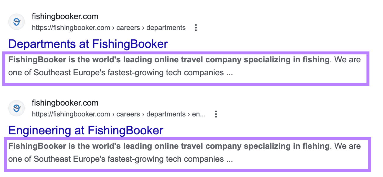 duplicate meta descriptions examples