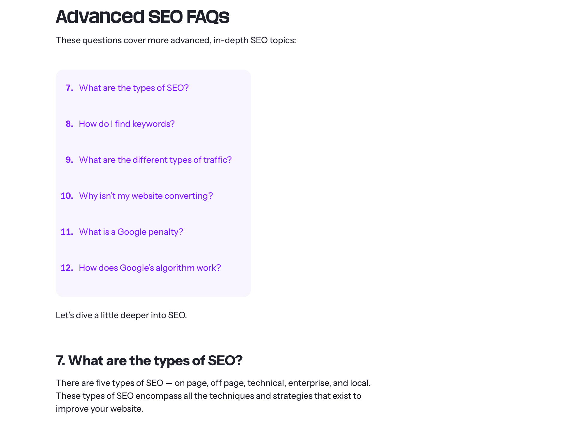 faq blog post structure example