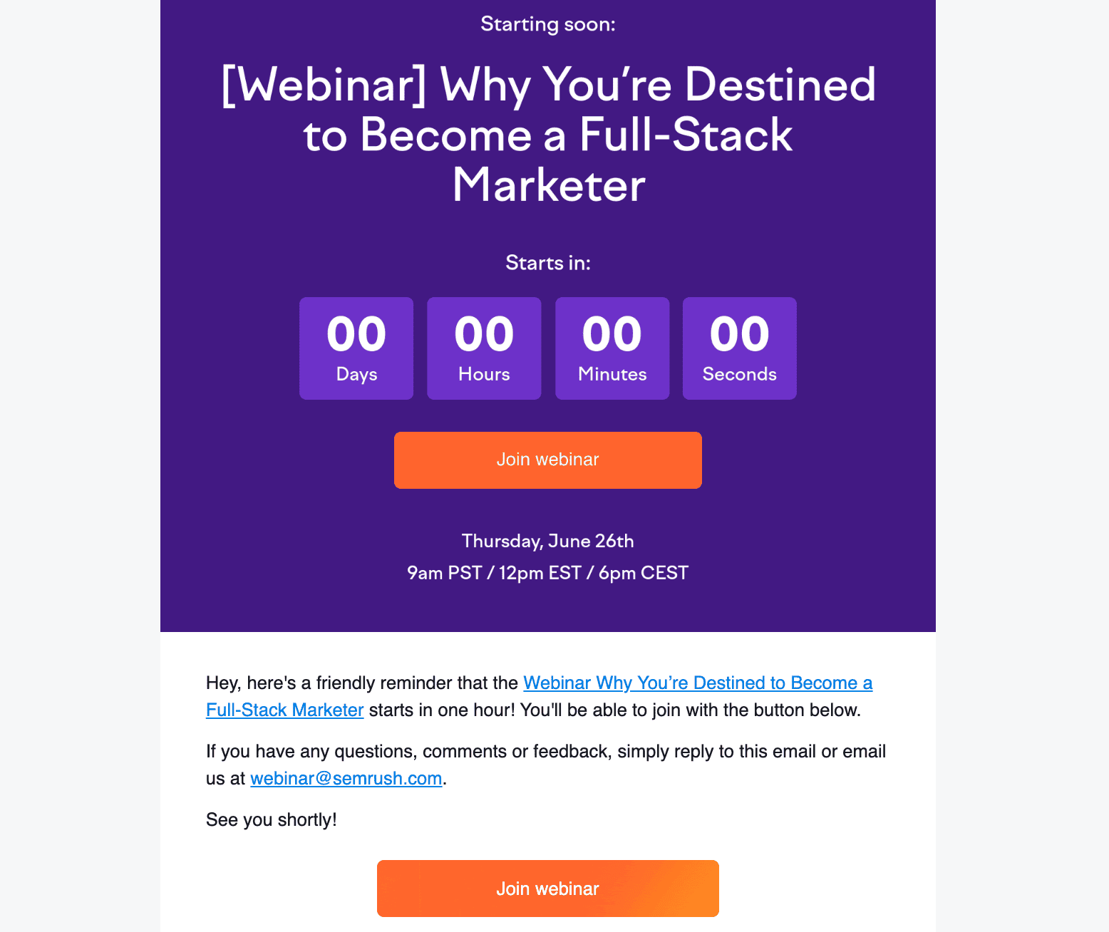 webinar one hour before reminder email
