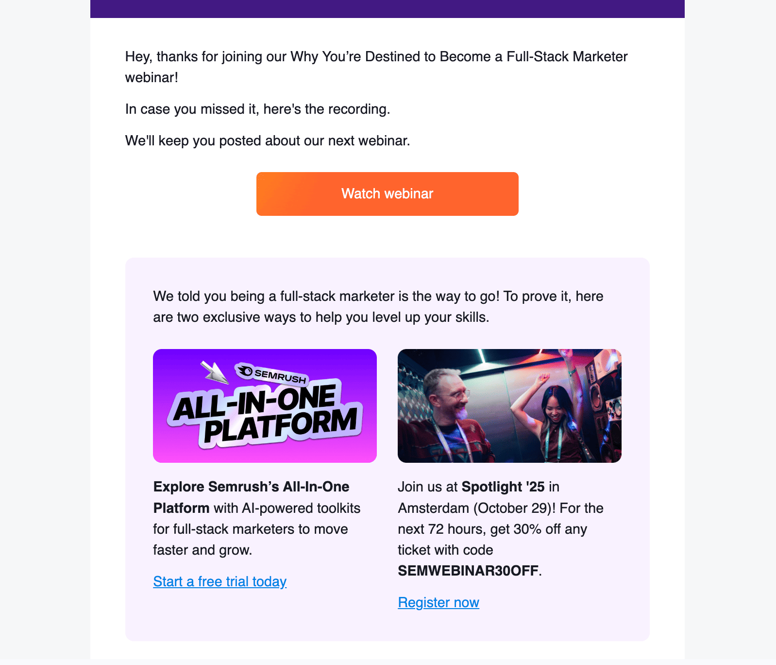follow-up after the webinar