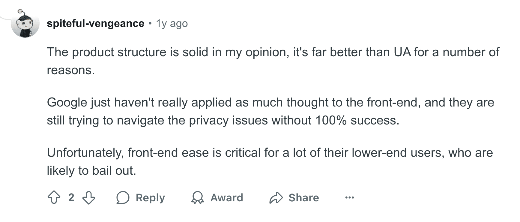 GA4 Reddit opinion
