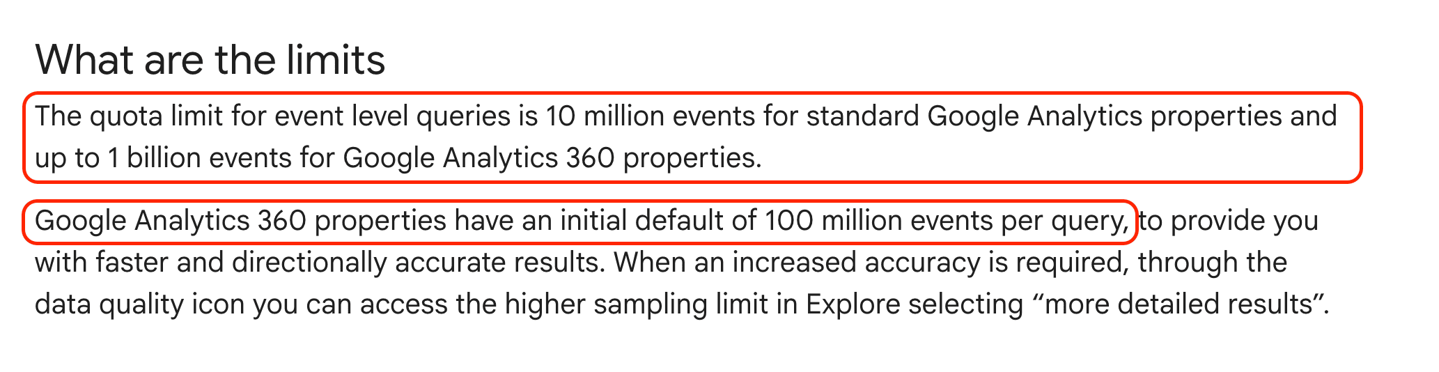 GA sampling limits