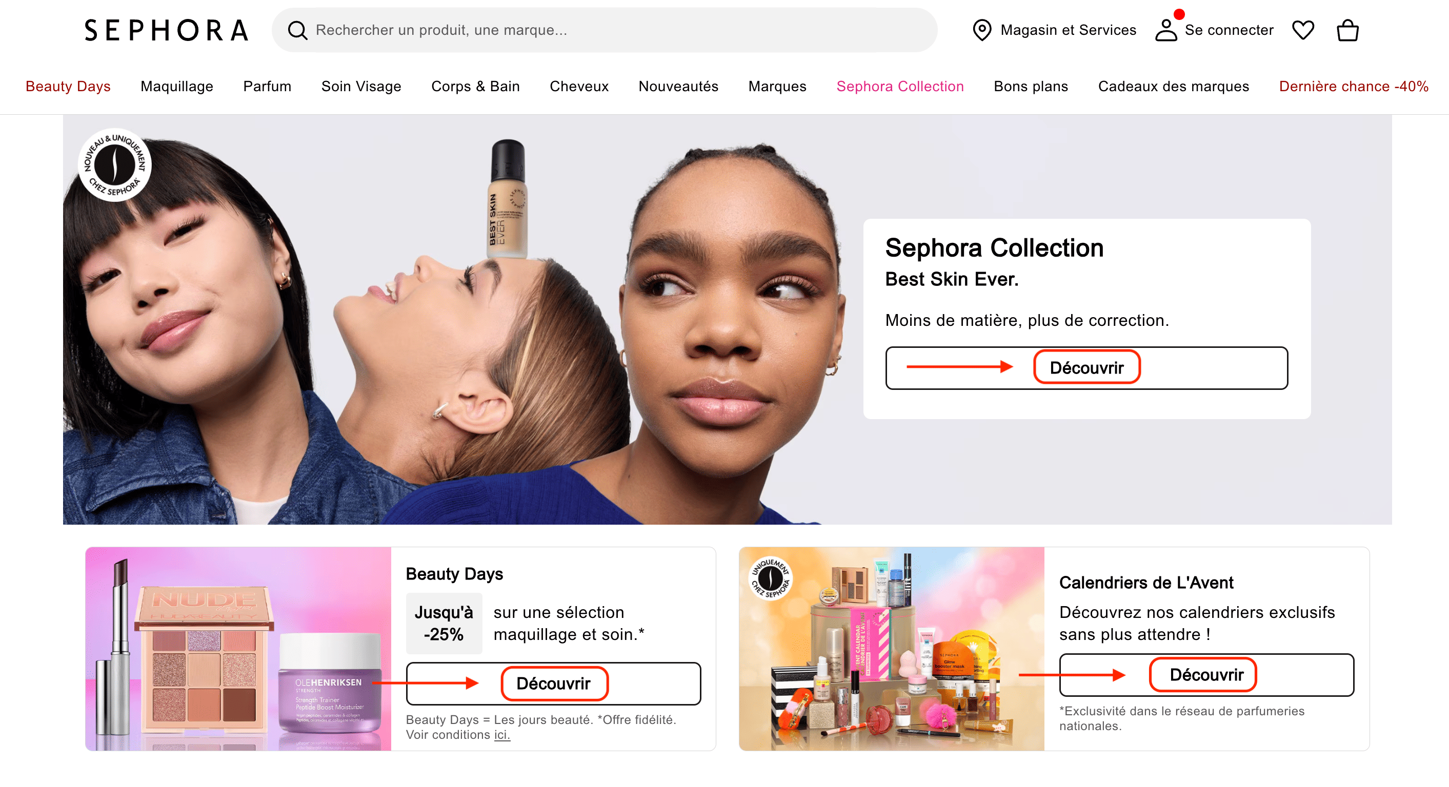 SEO localization example Sephora France