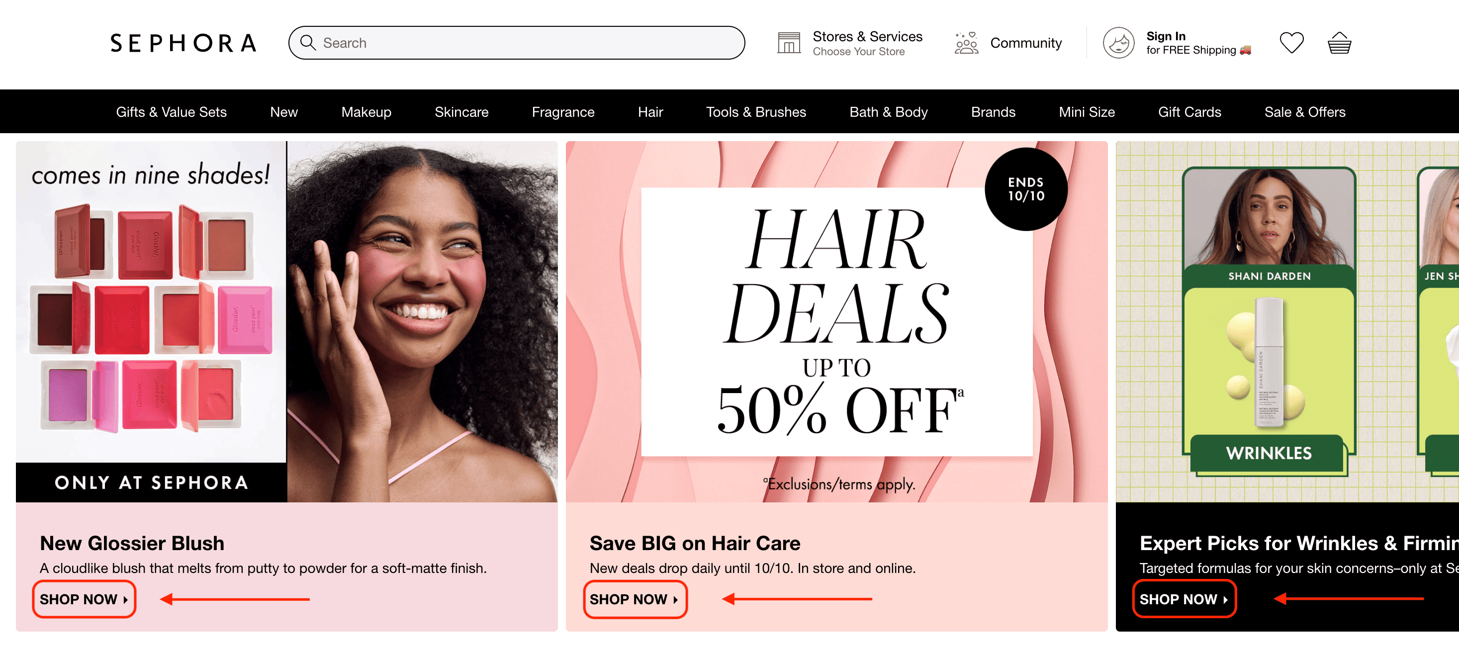 SEO localization example Sephora US