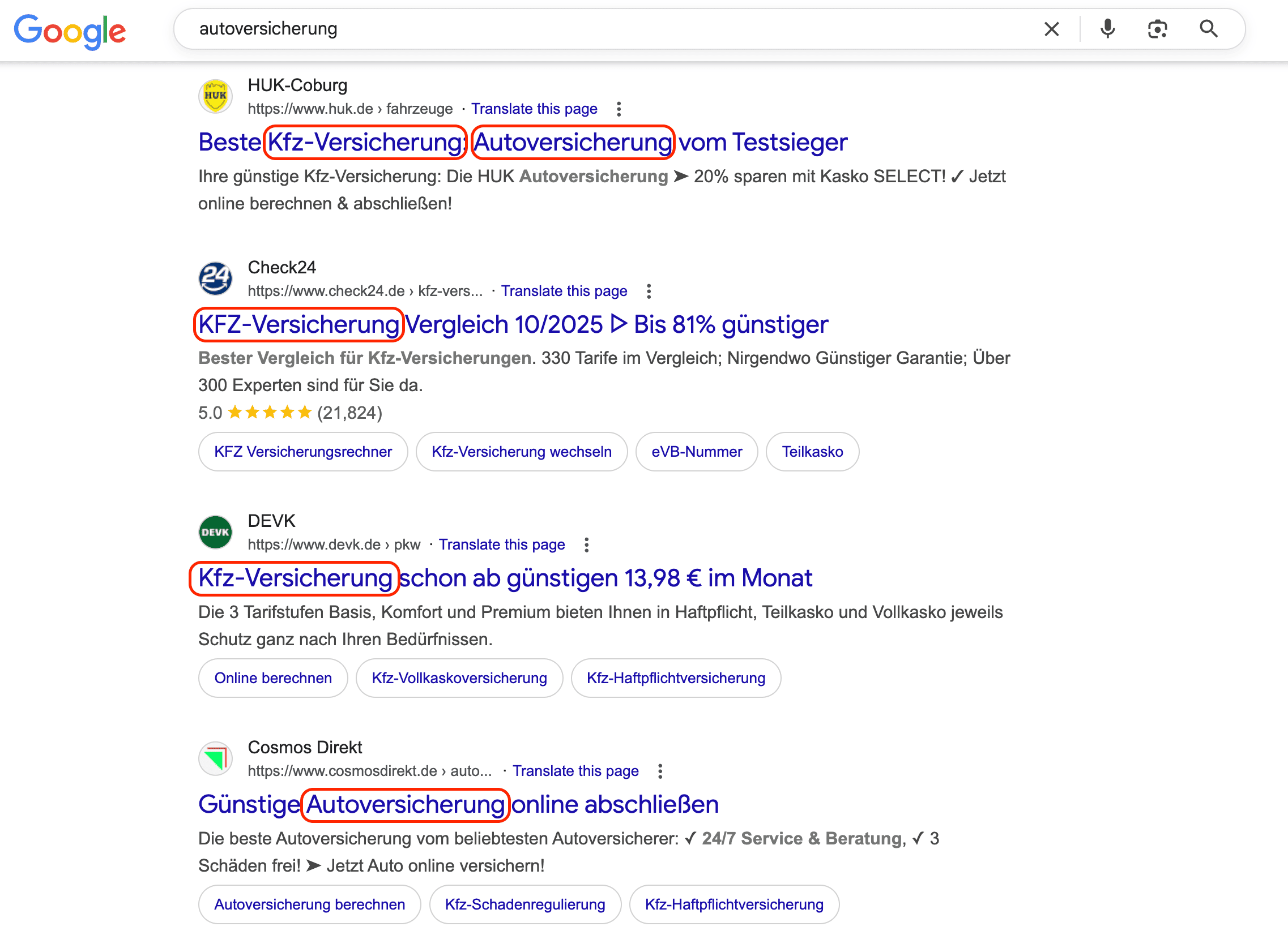 SEO translation vs SEO localization example