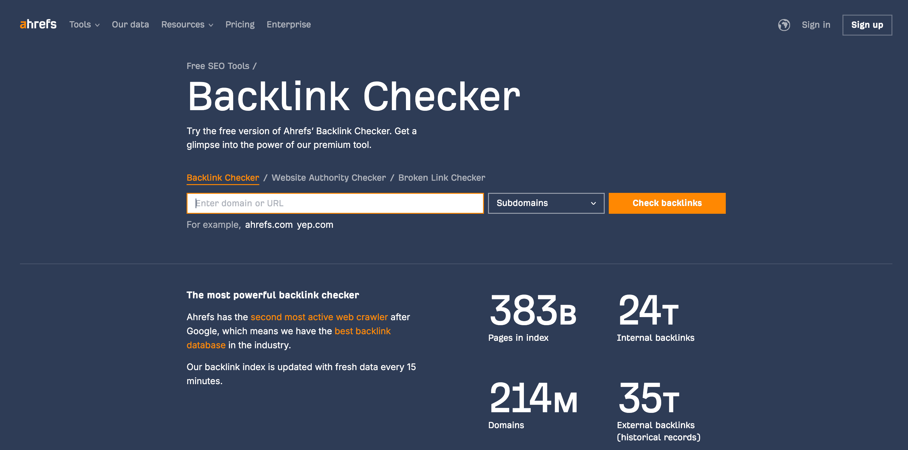 Ahrefs free backlink checker