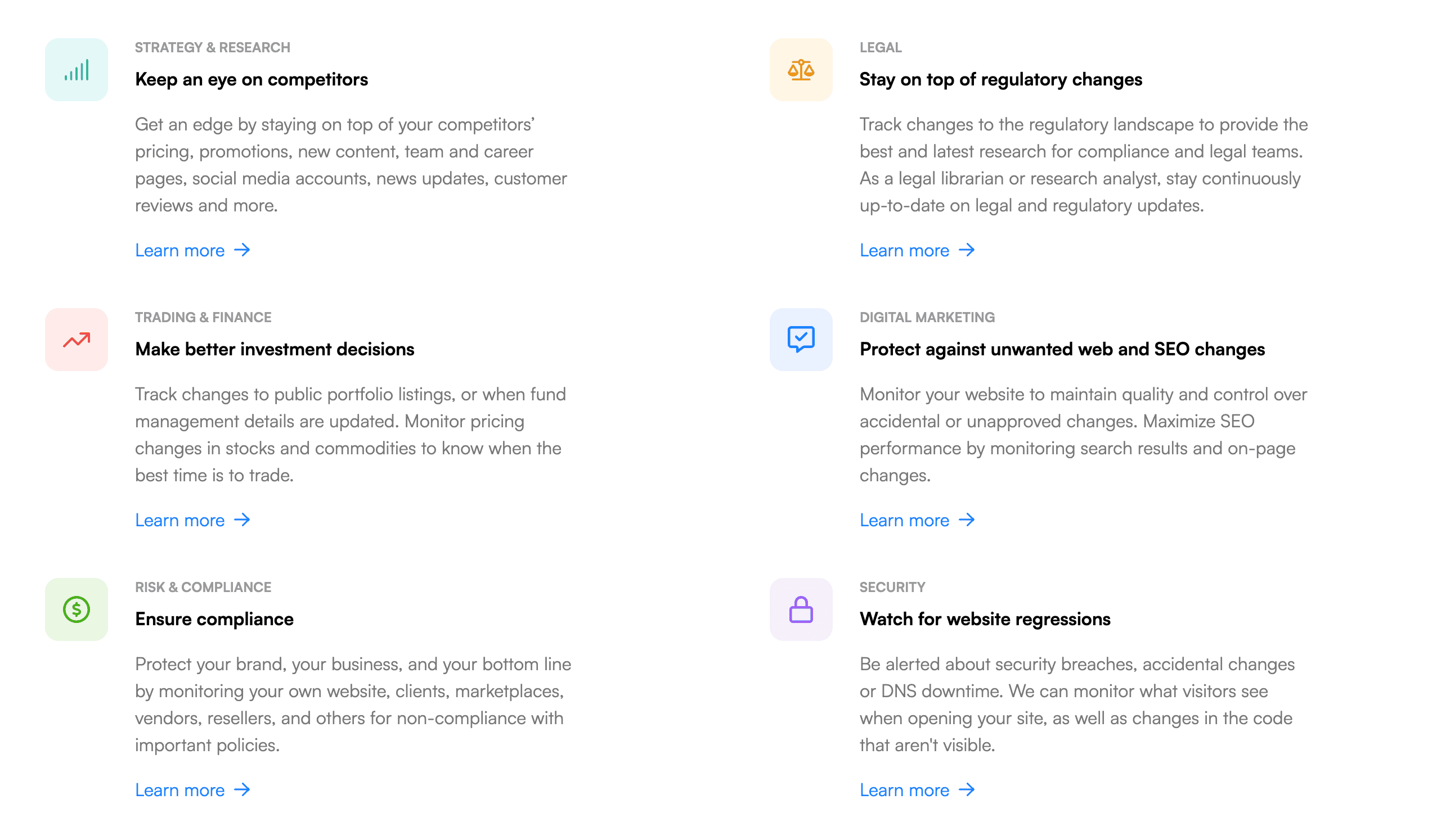 Visualping functionality