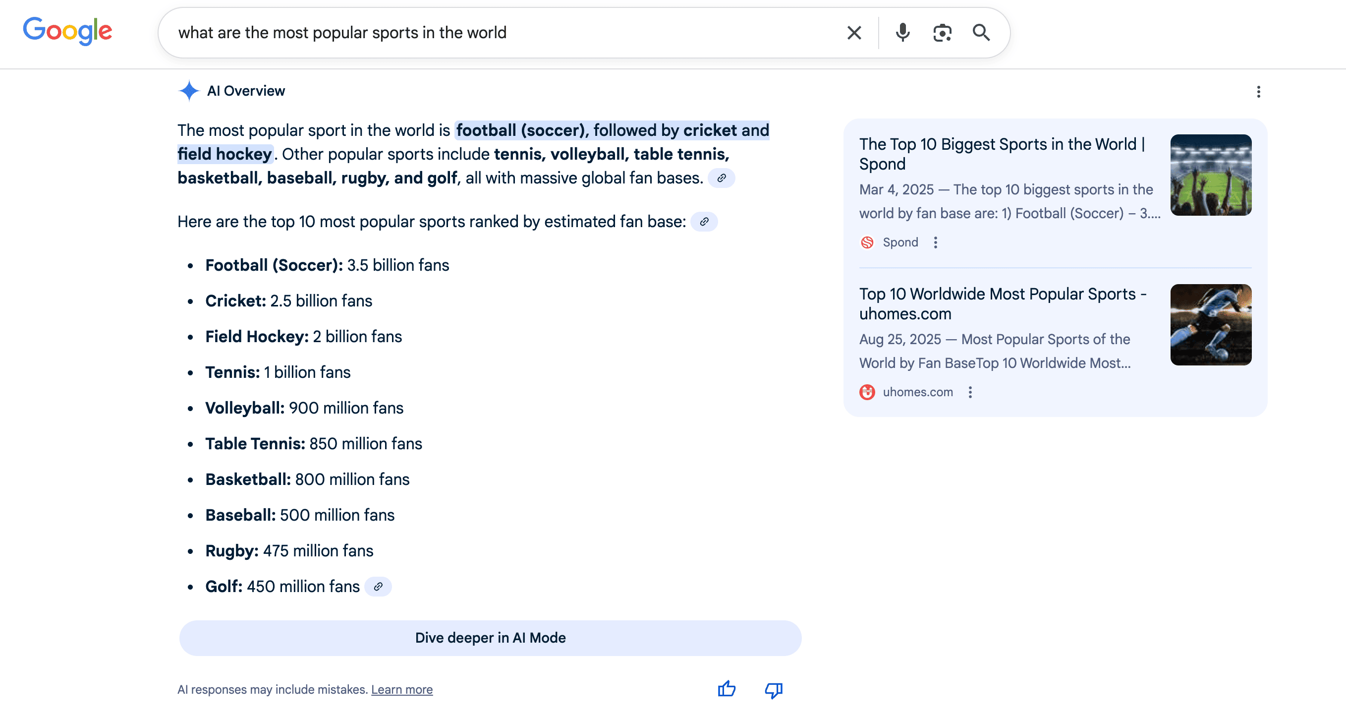 AI Overview (AIO) example