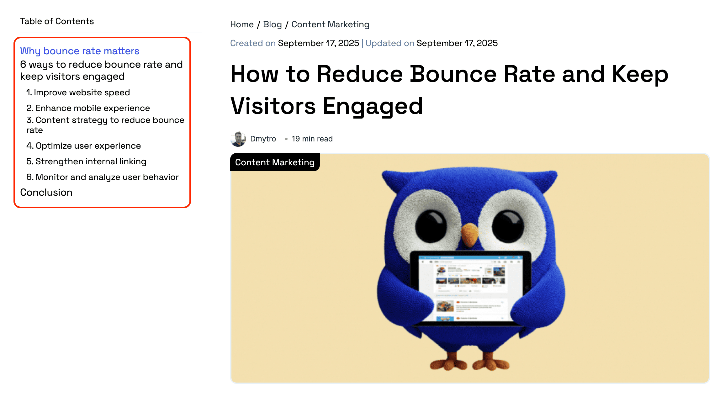 clear blog structure