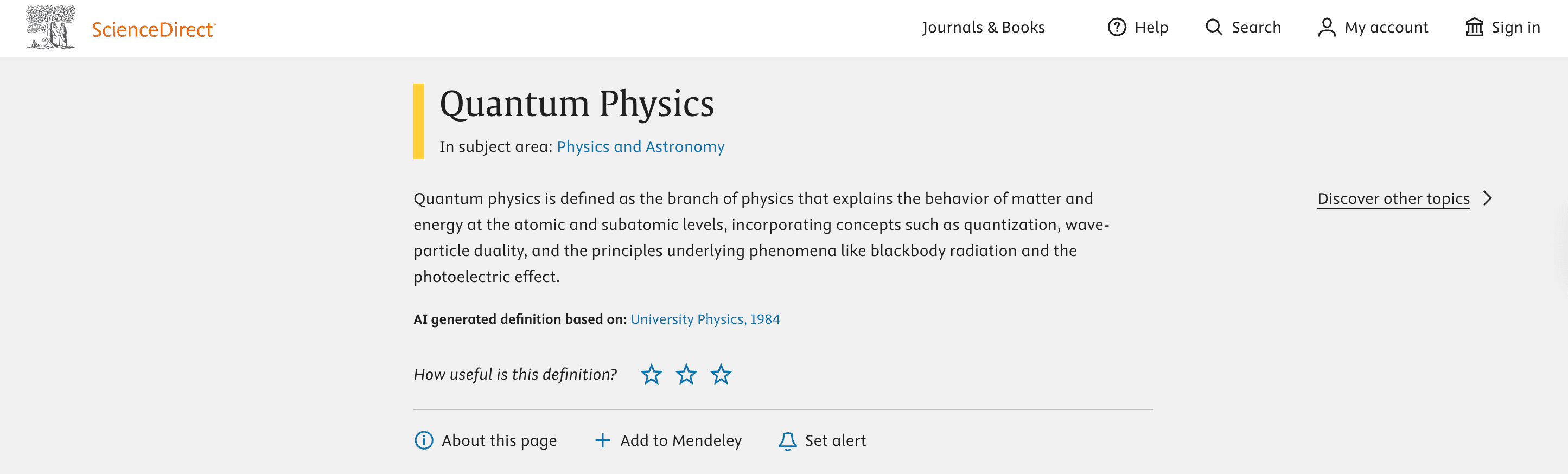 quantum physics science direct