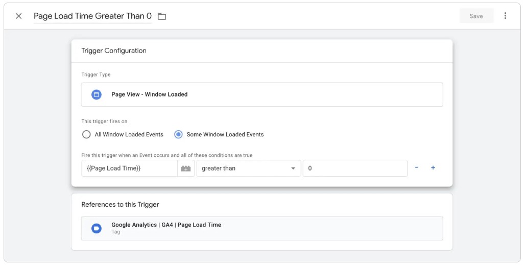 How to set custom page load time triggers in GTP
