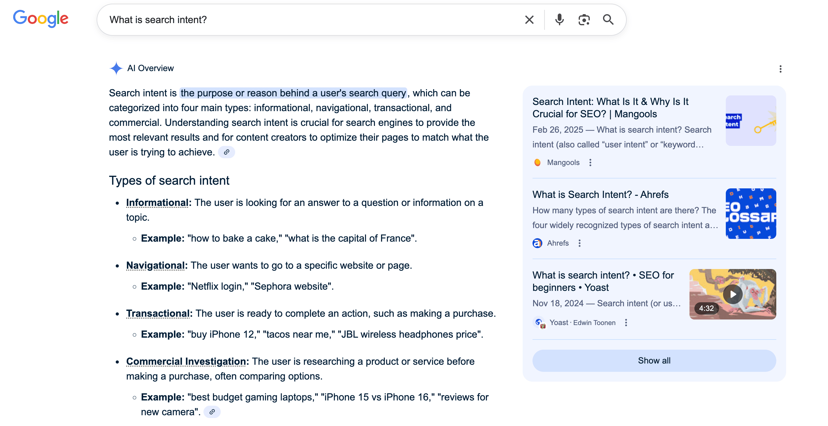 What is search intent AIO