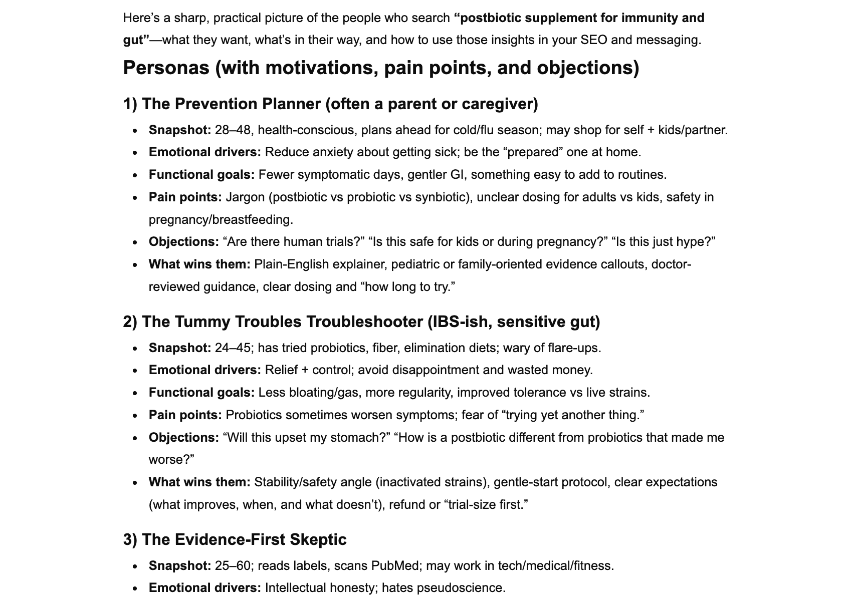 postbiotic supplement for immunity and gut persona chatGPT