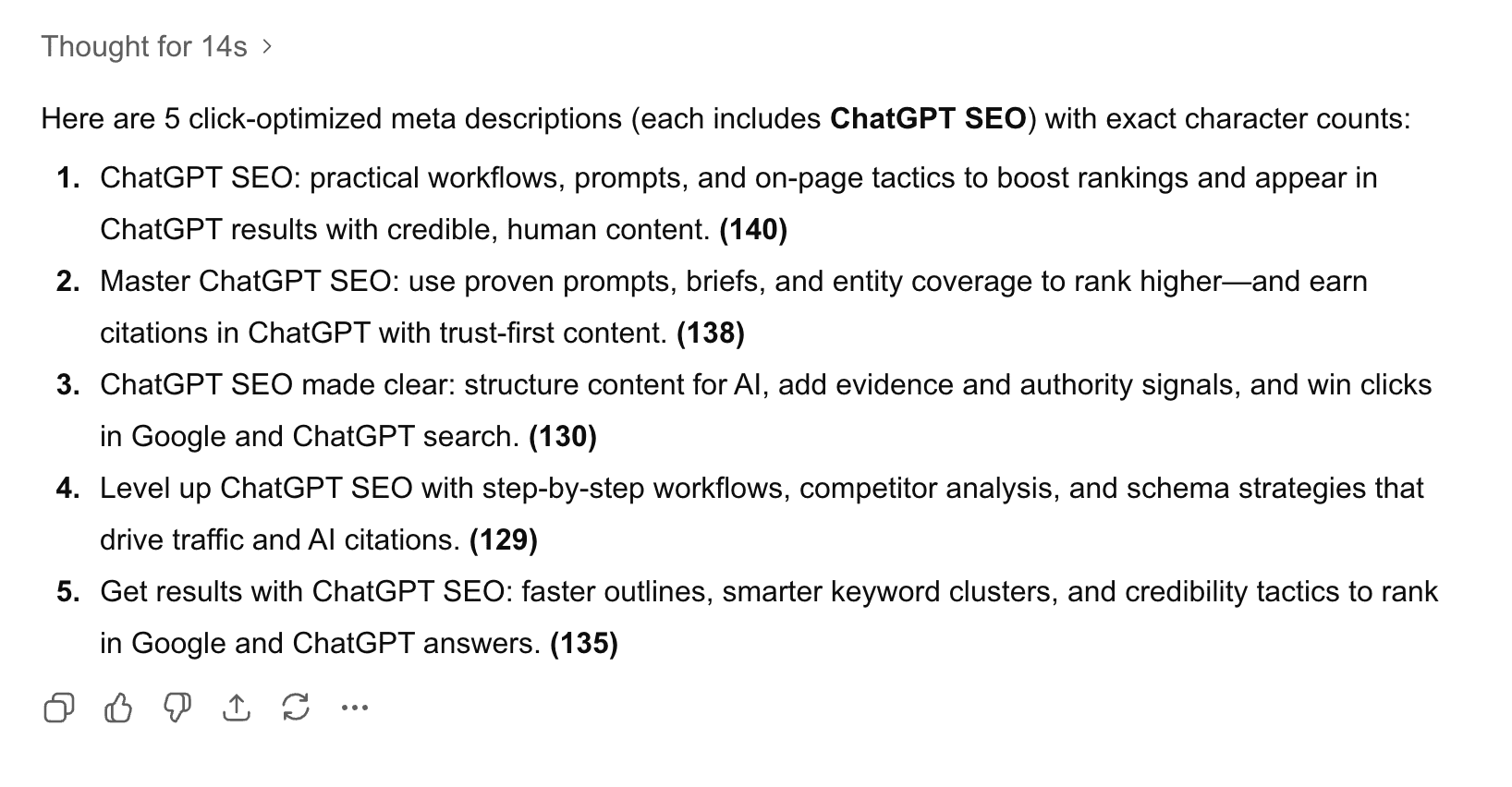 ChatGPT meta descriptions