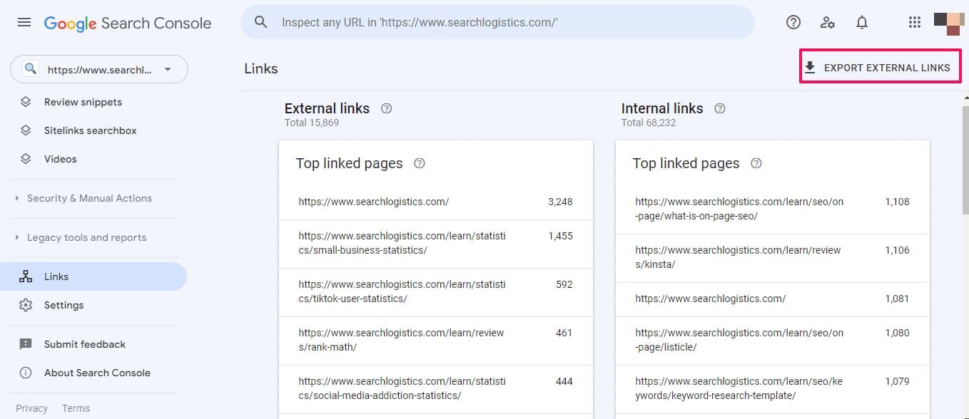google-search-console-export-external-links