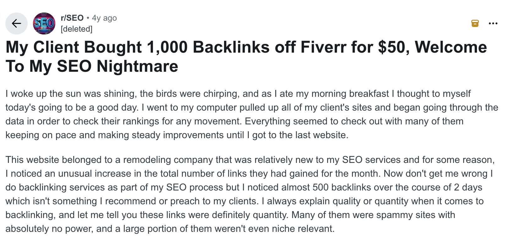 SEO disaster cheap links fiverr