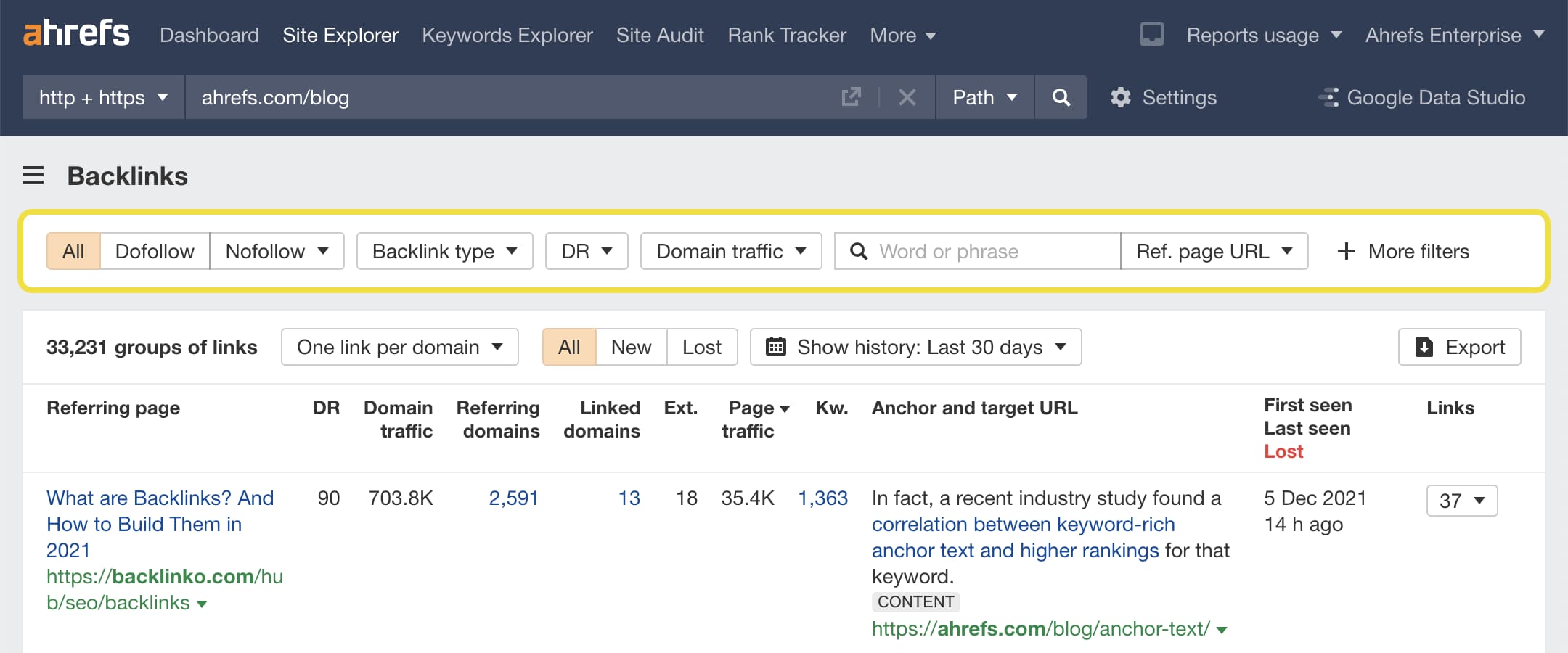 Ahrefs backlink checker