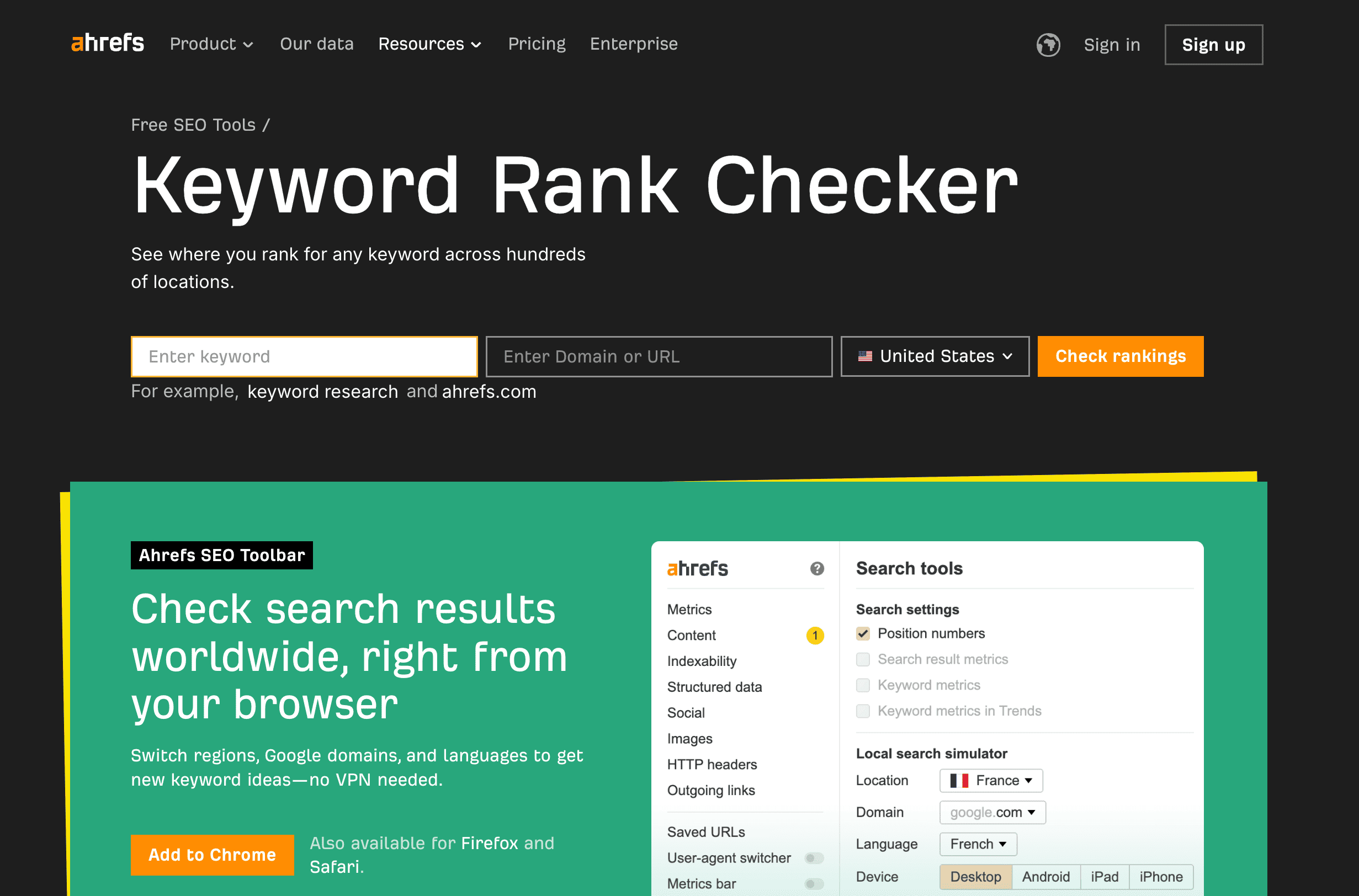 Ahrefs keyword rankings checker