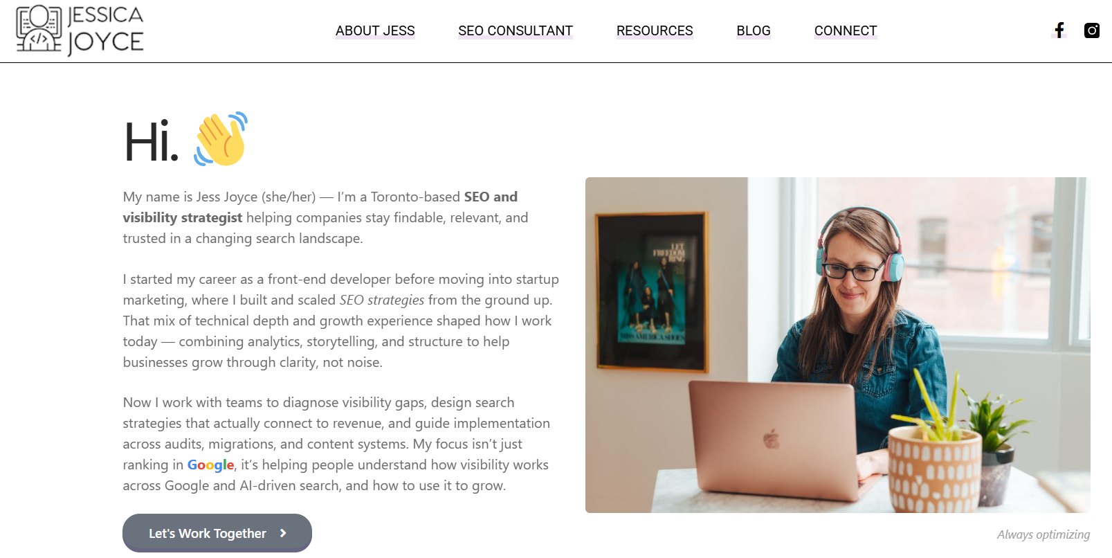 An examples of a professional personal portfolio created as a stand-alone website