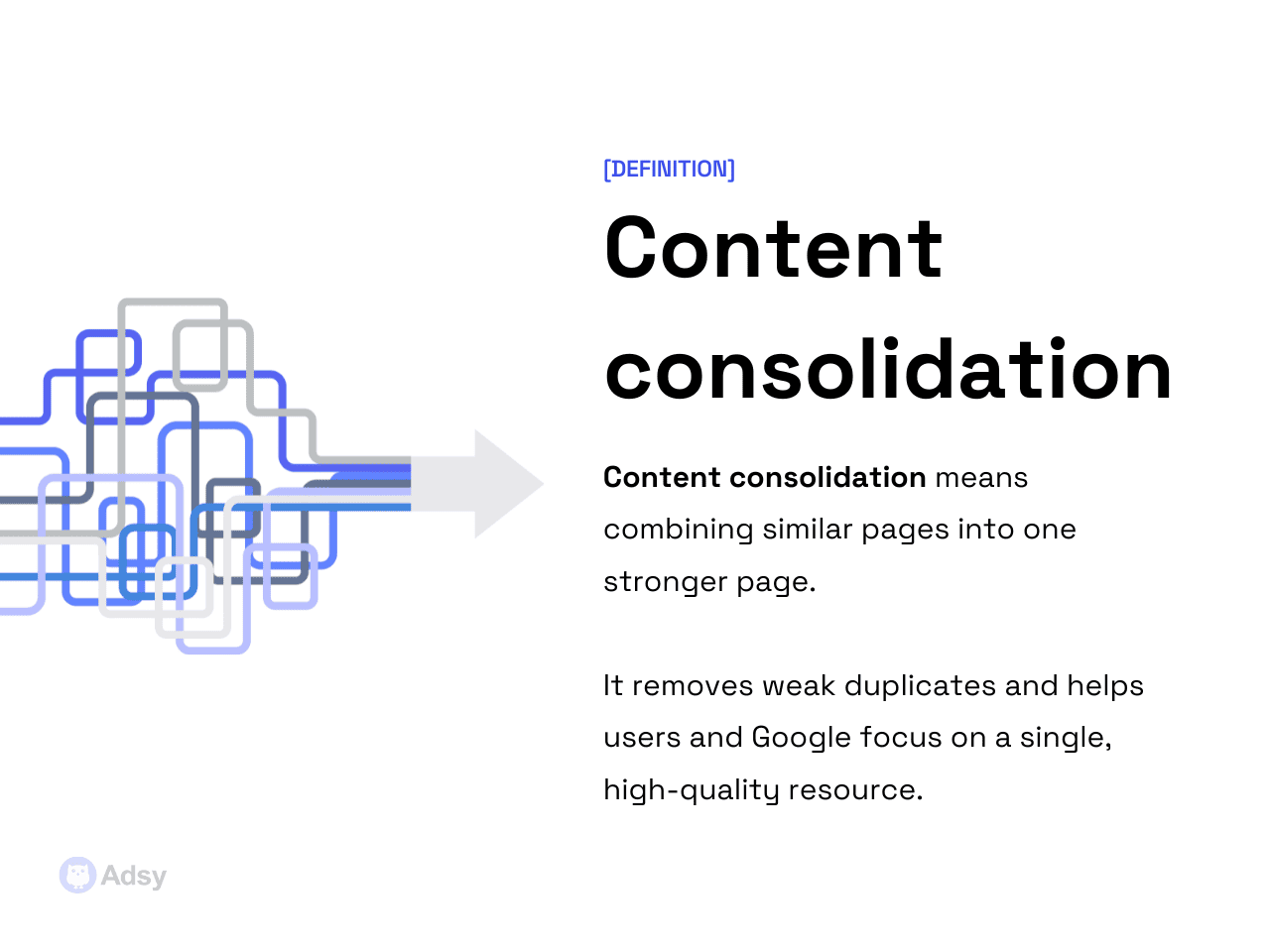 content consolidation instead of creating redirects