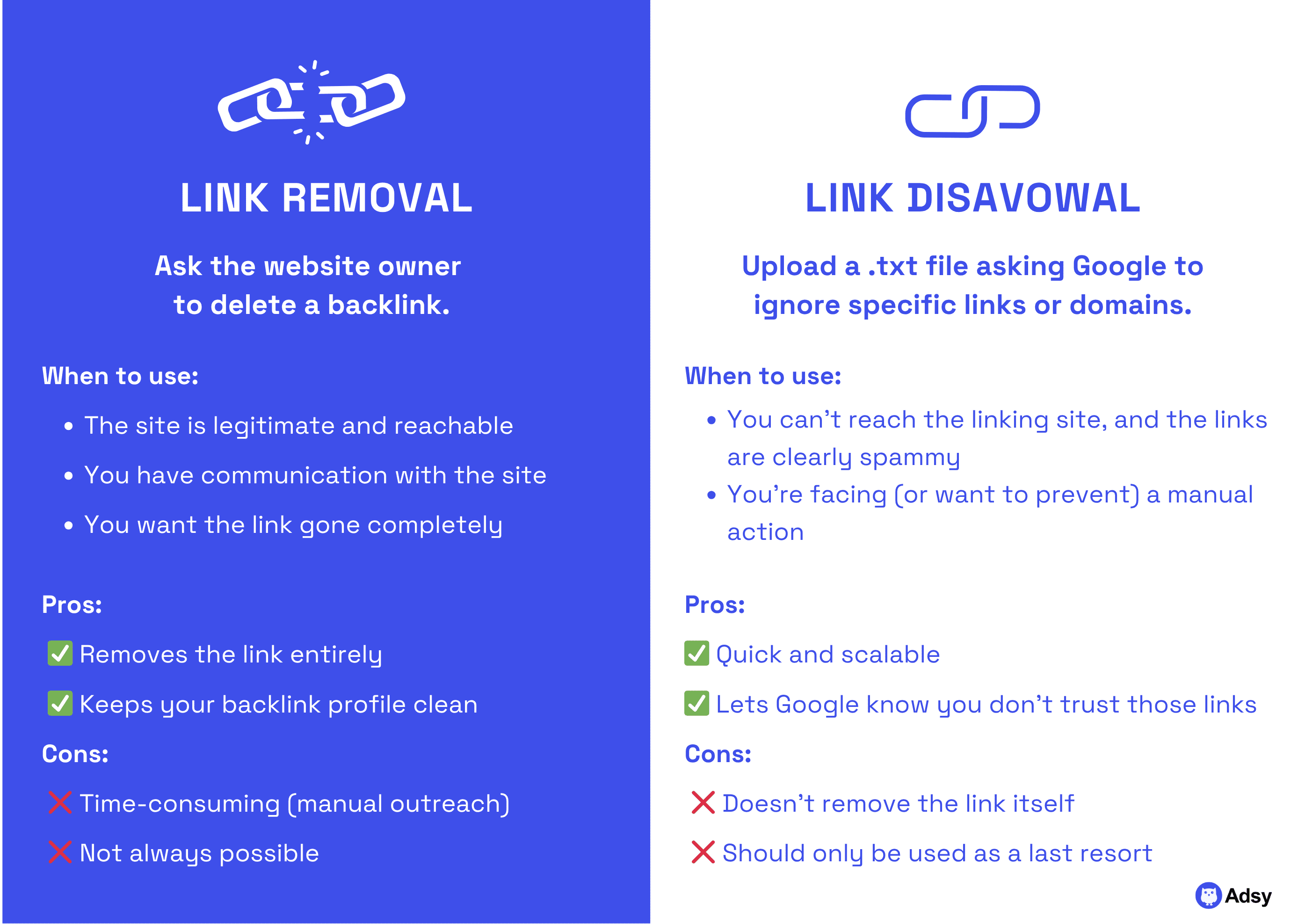 link removal vs link disavowal