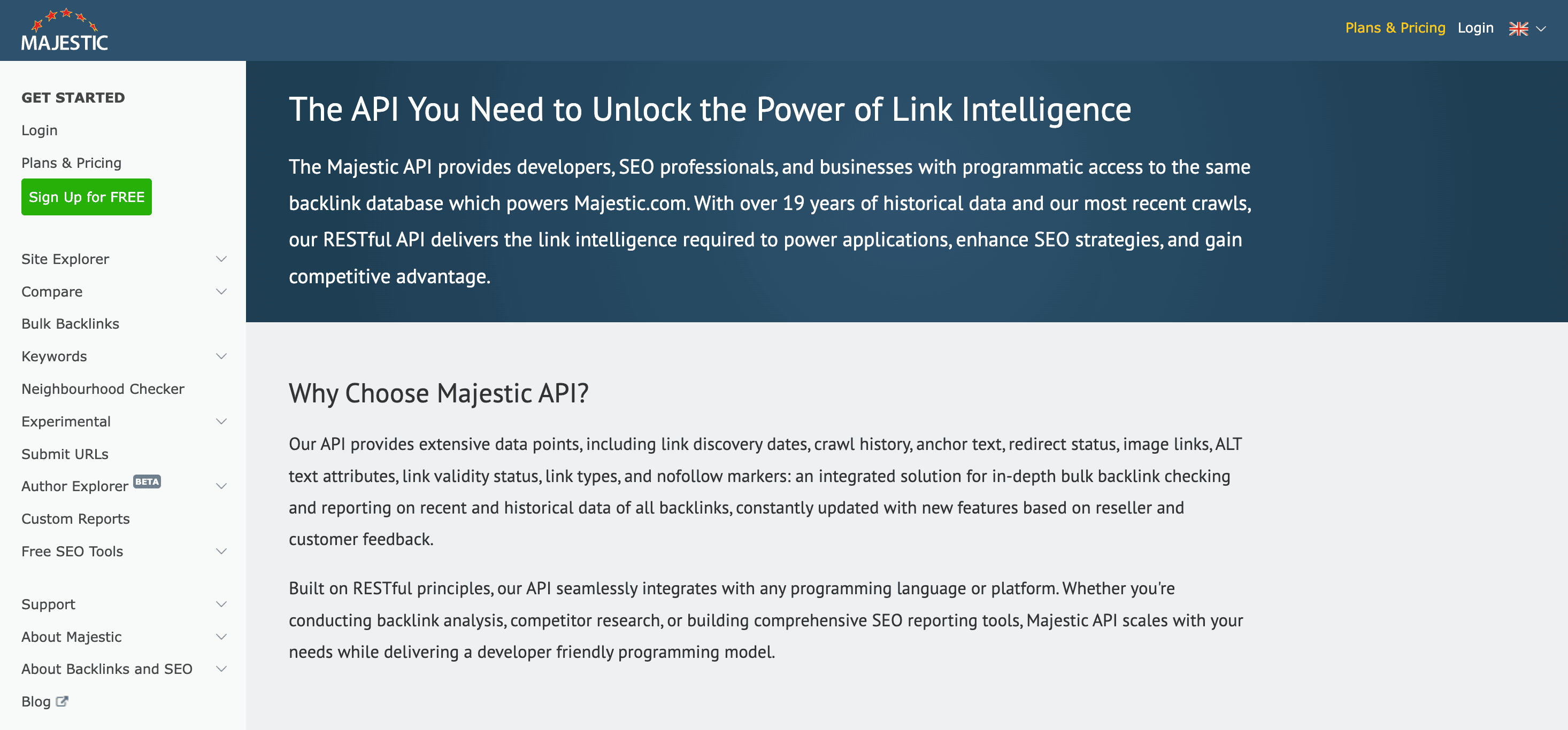 Majestic on of the top SEO APIs