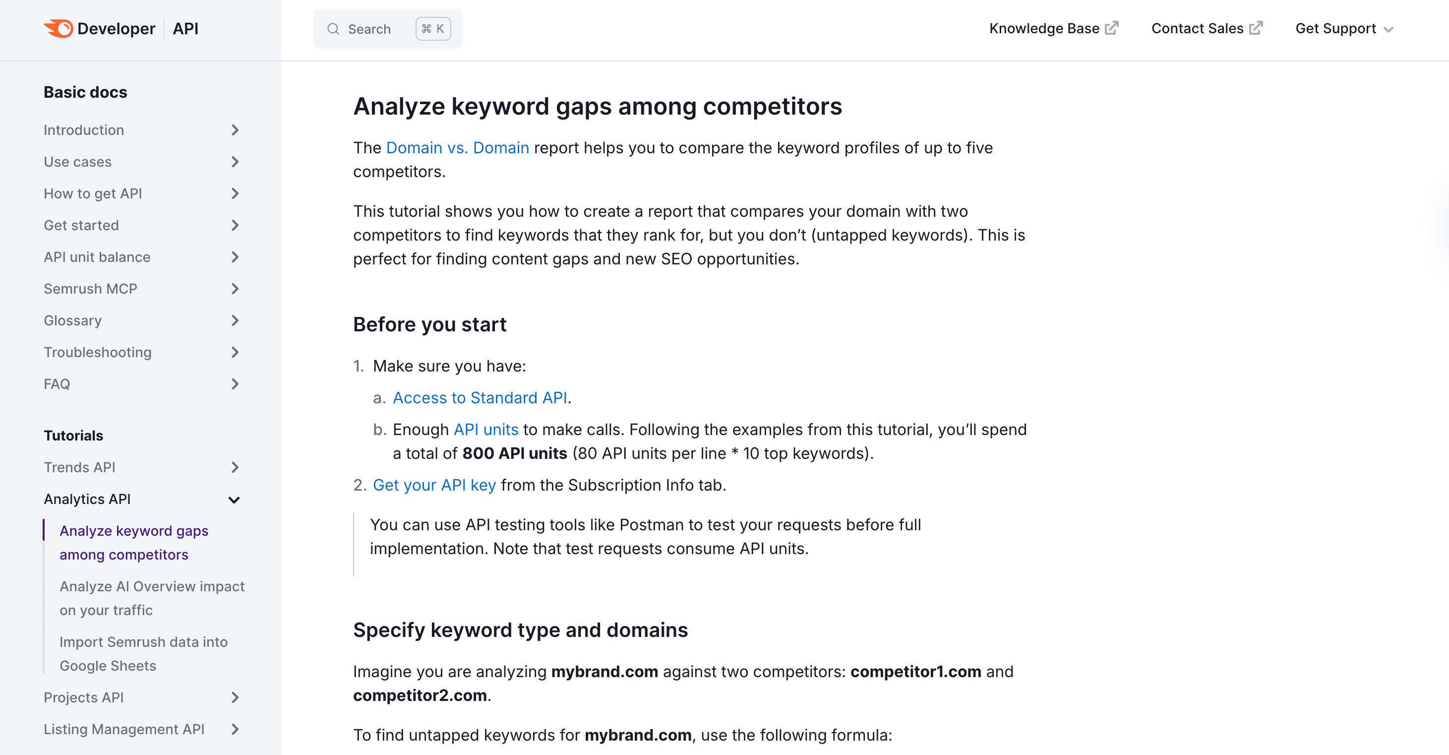 Semrush SEO API for competitor analysis