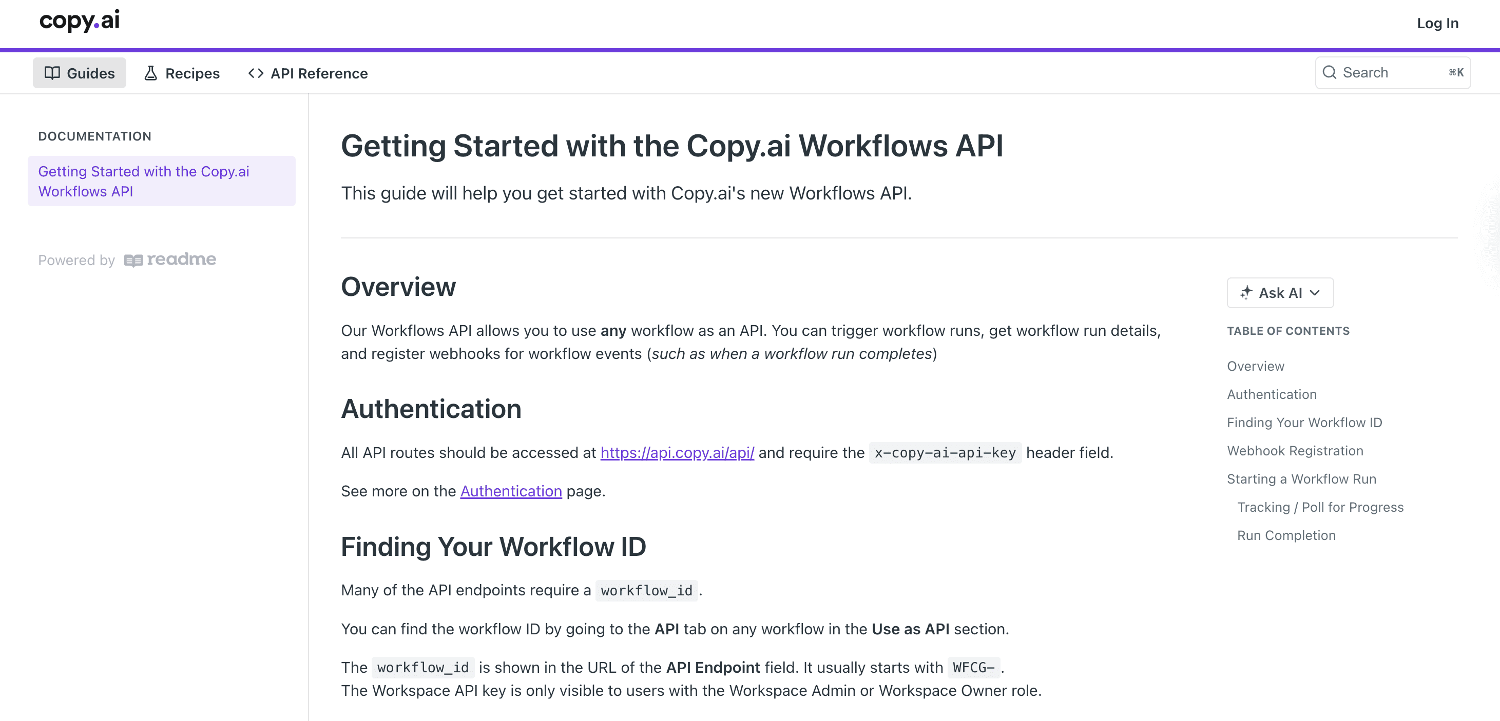Copy.ai API for content generation