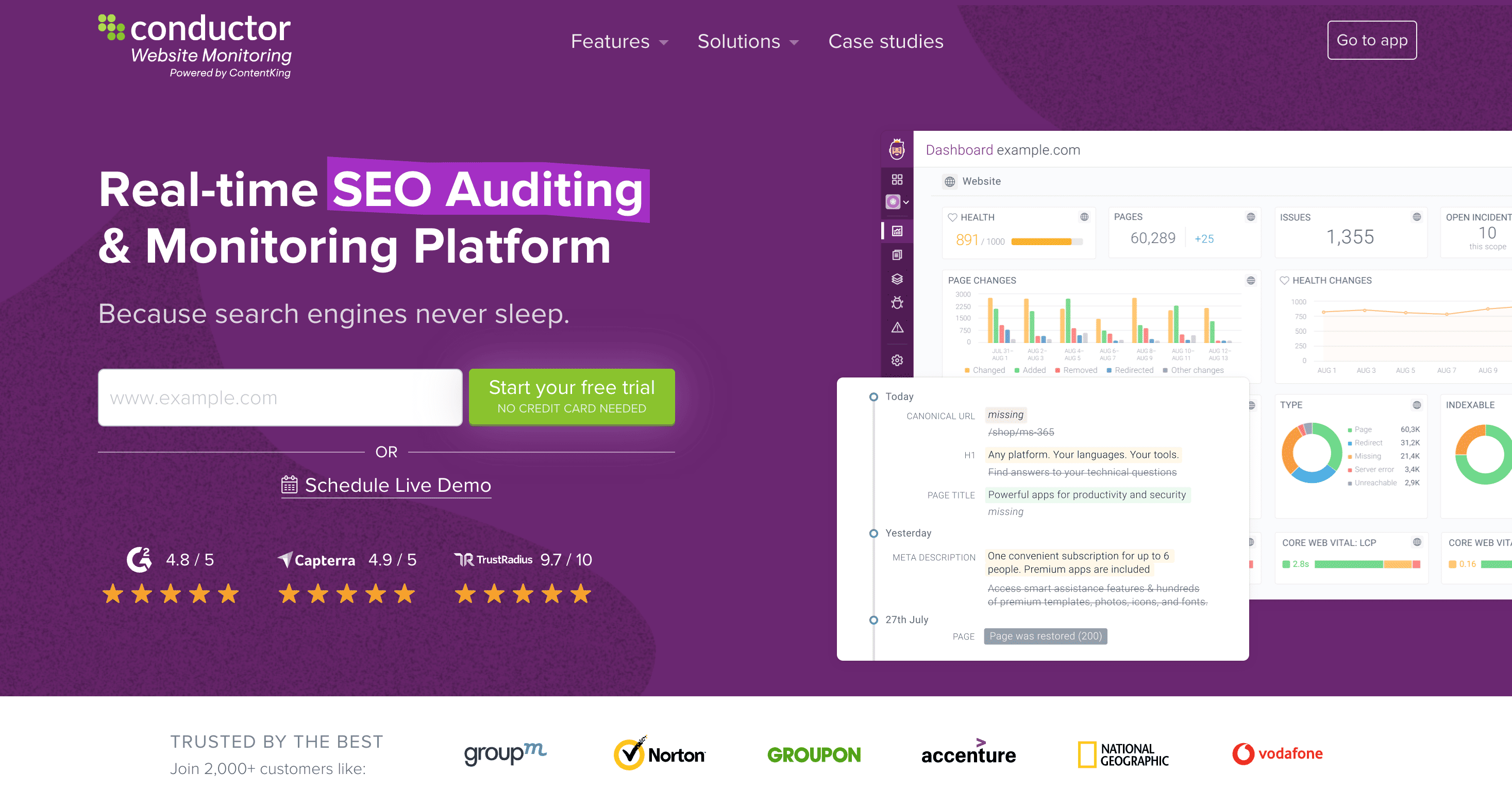Content King (by Conductor) API for real-time monitoring