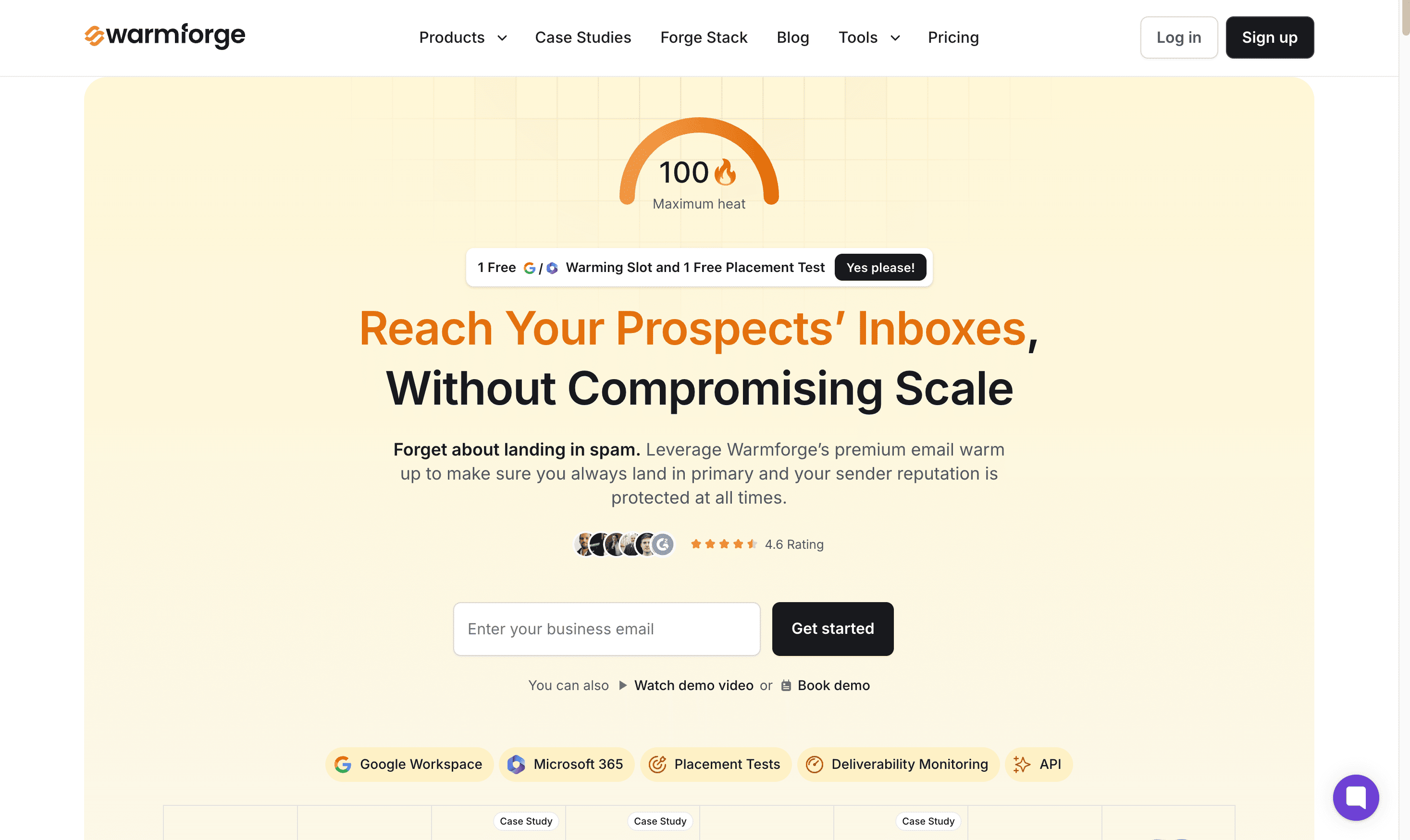 Warmforge homepage email deliverability platform