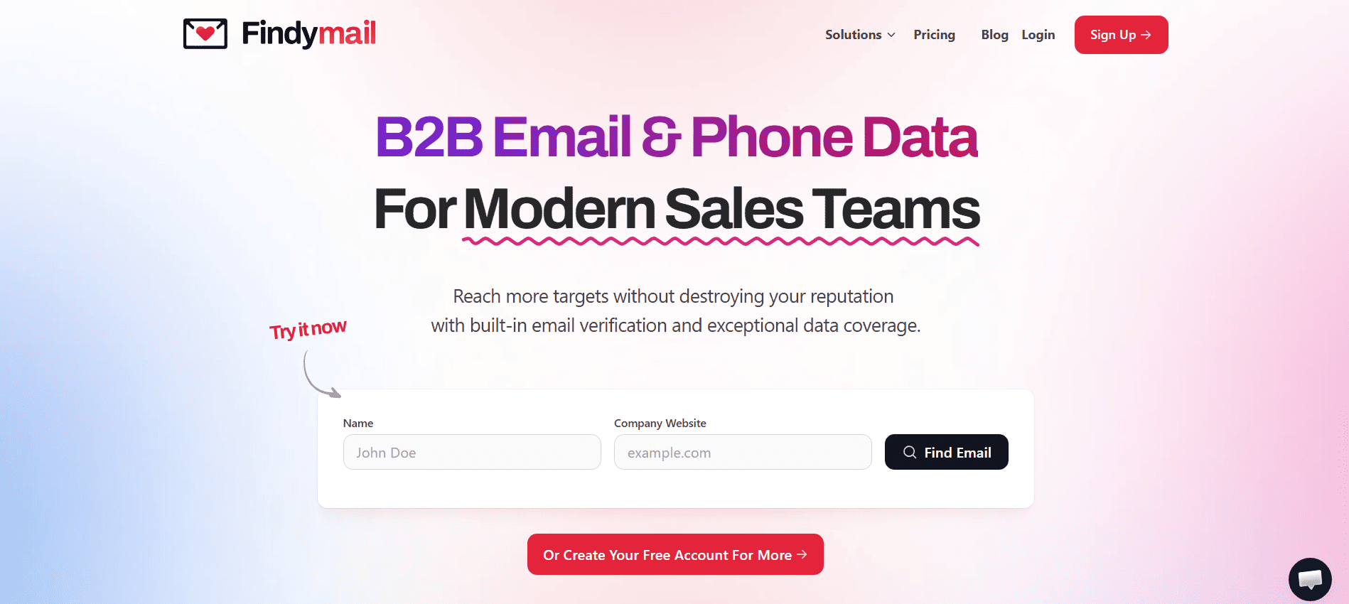 Findymail Homepage email verification tool for email marketing deliverability