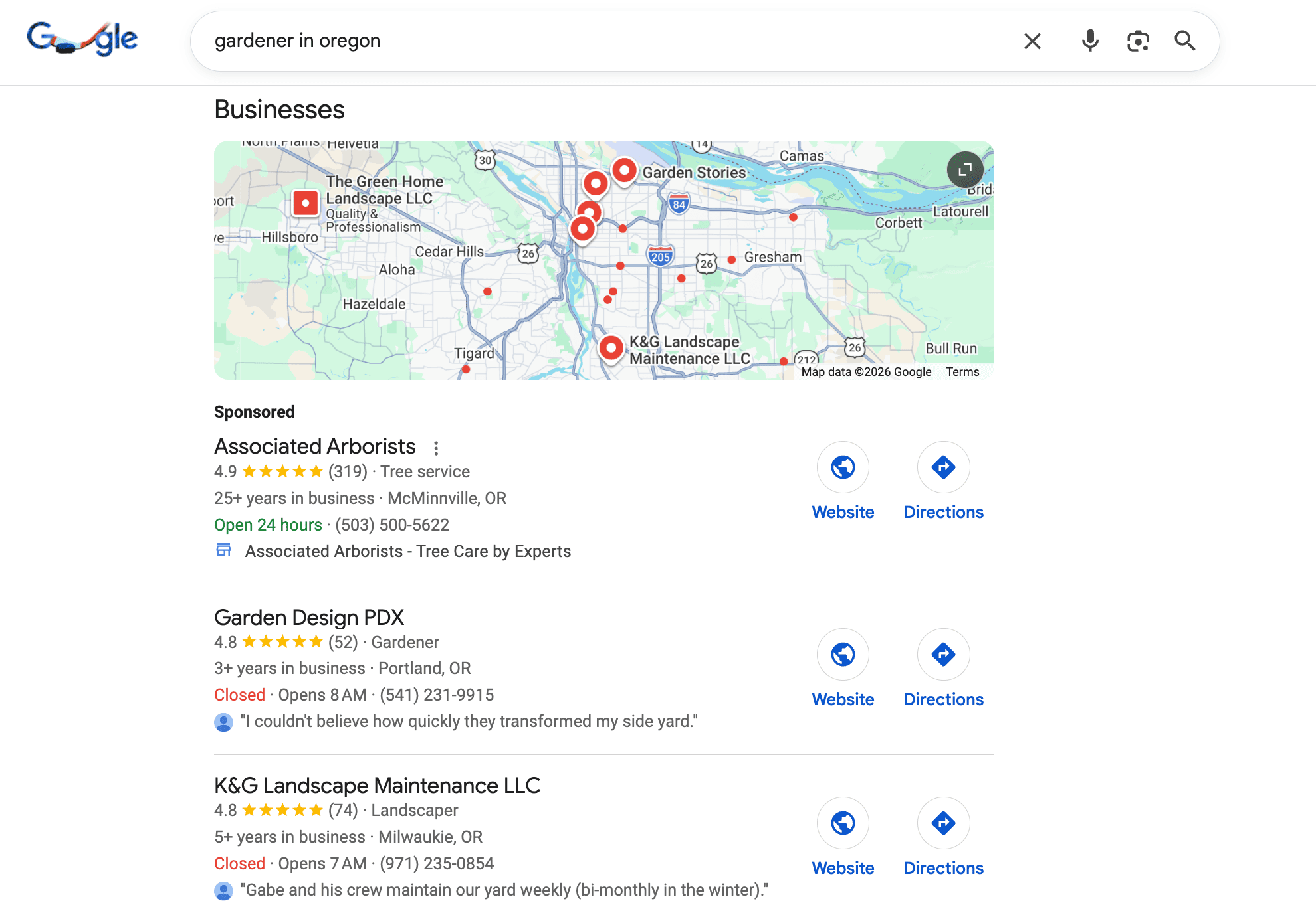 garderner in oregon local pack