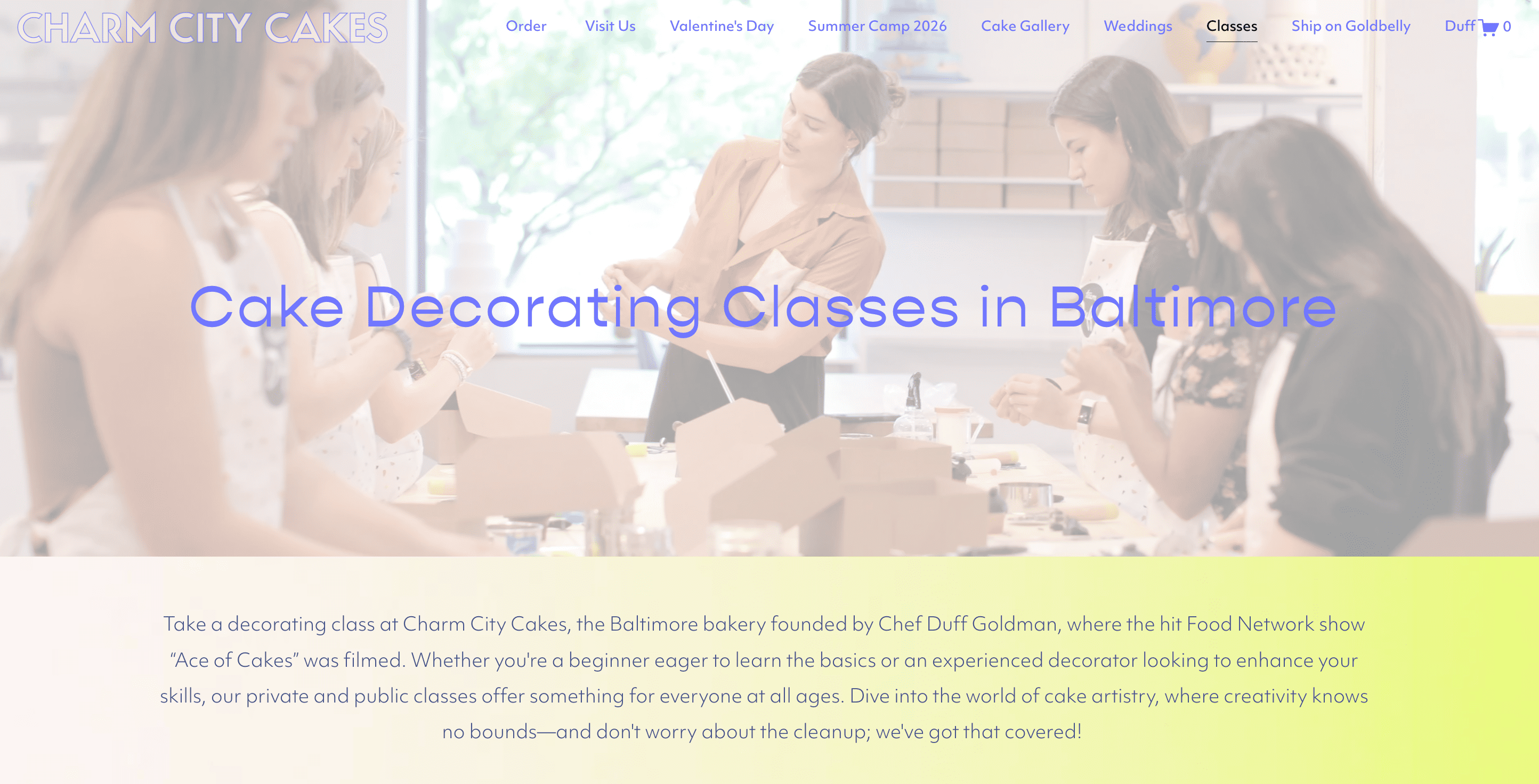 cake decorating classes in Baltimore local SEO landing page