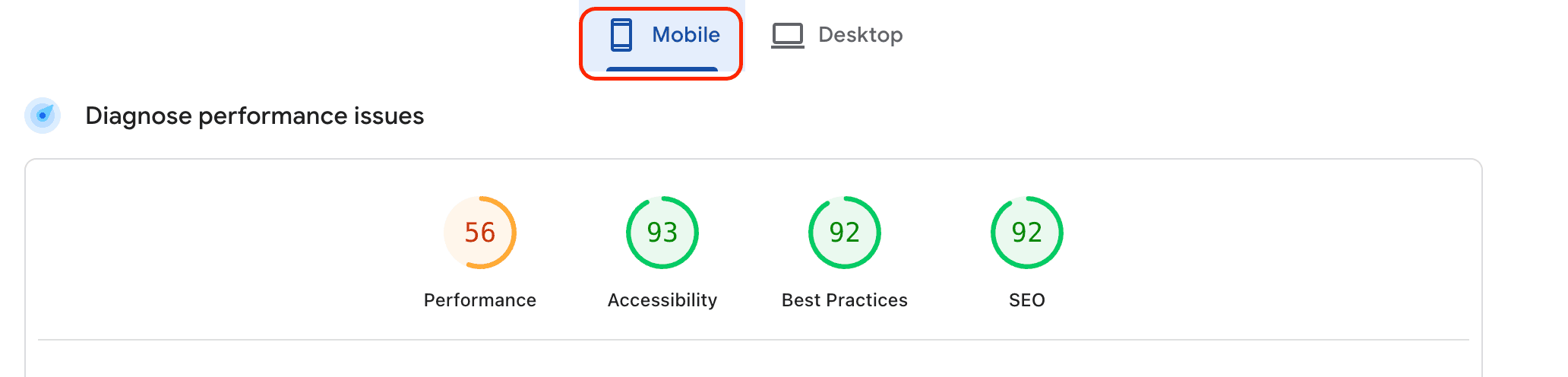 Mobile performance pagespeed insights
