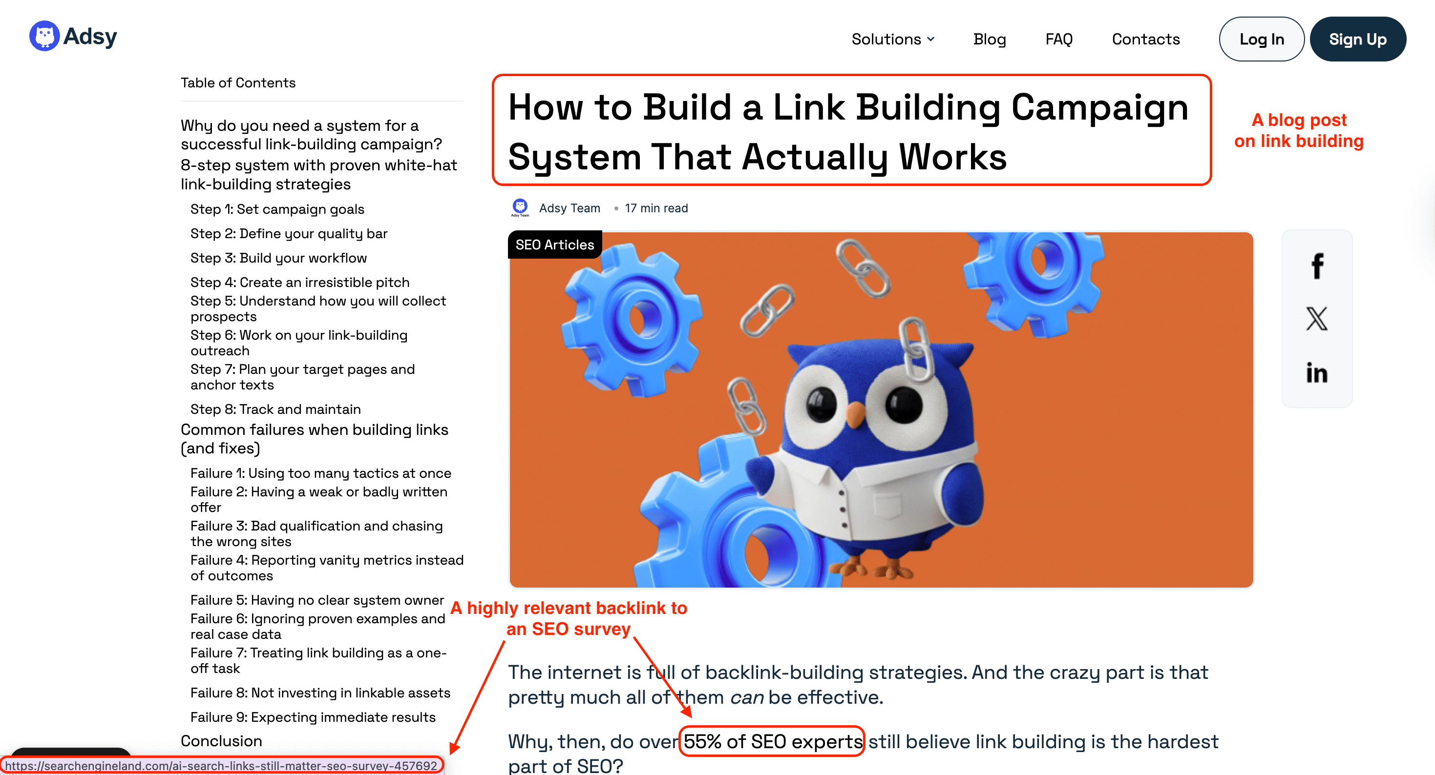 Example of a relevant backlink for link authority