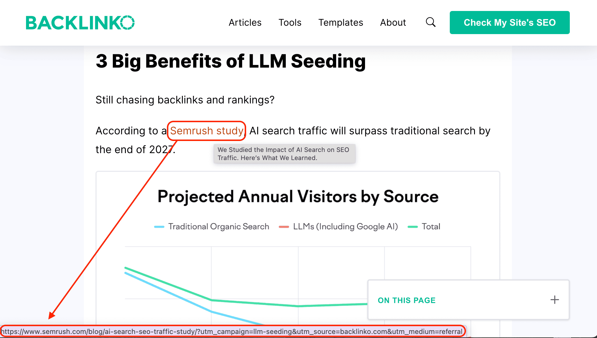 backlink from Backlinko to Semrush authority link