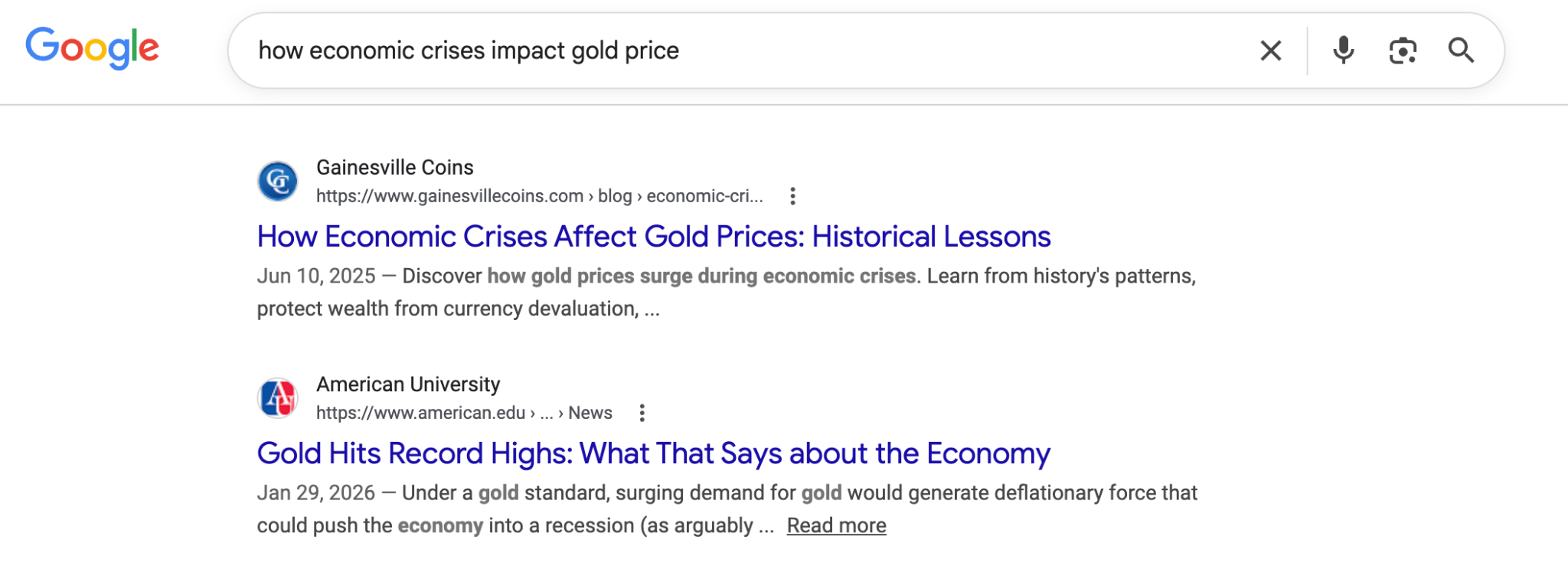 How do economic crises impact the gold price?