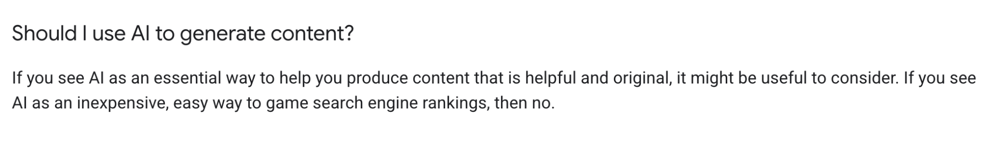 Google view on AI content