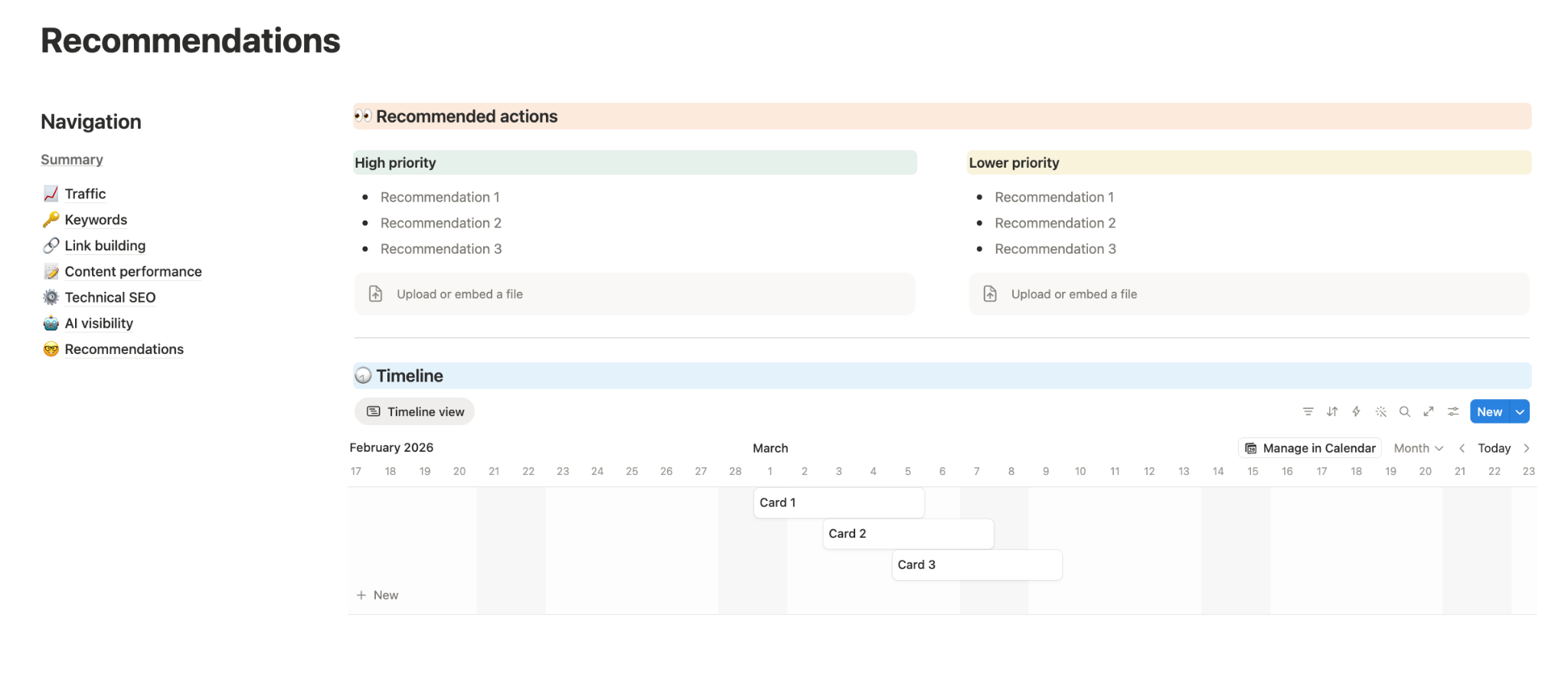 SEO audit report template recommendations and plans