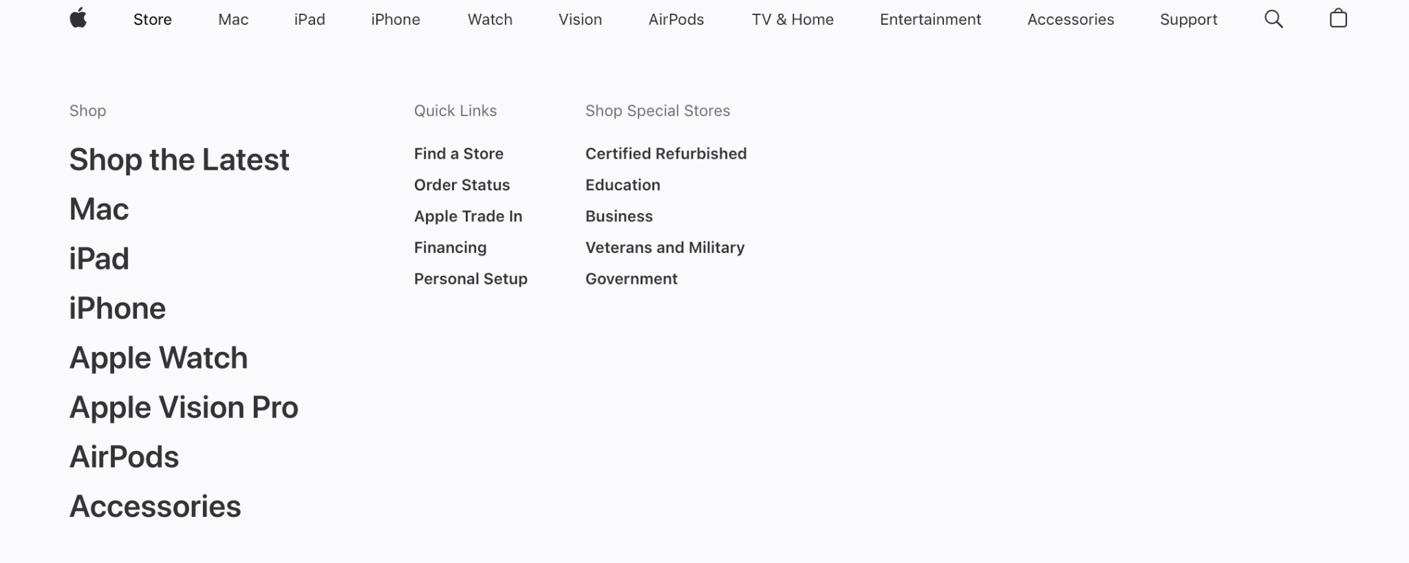 easy navigation Apple example