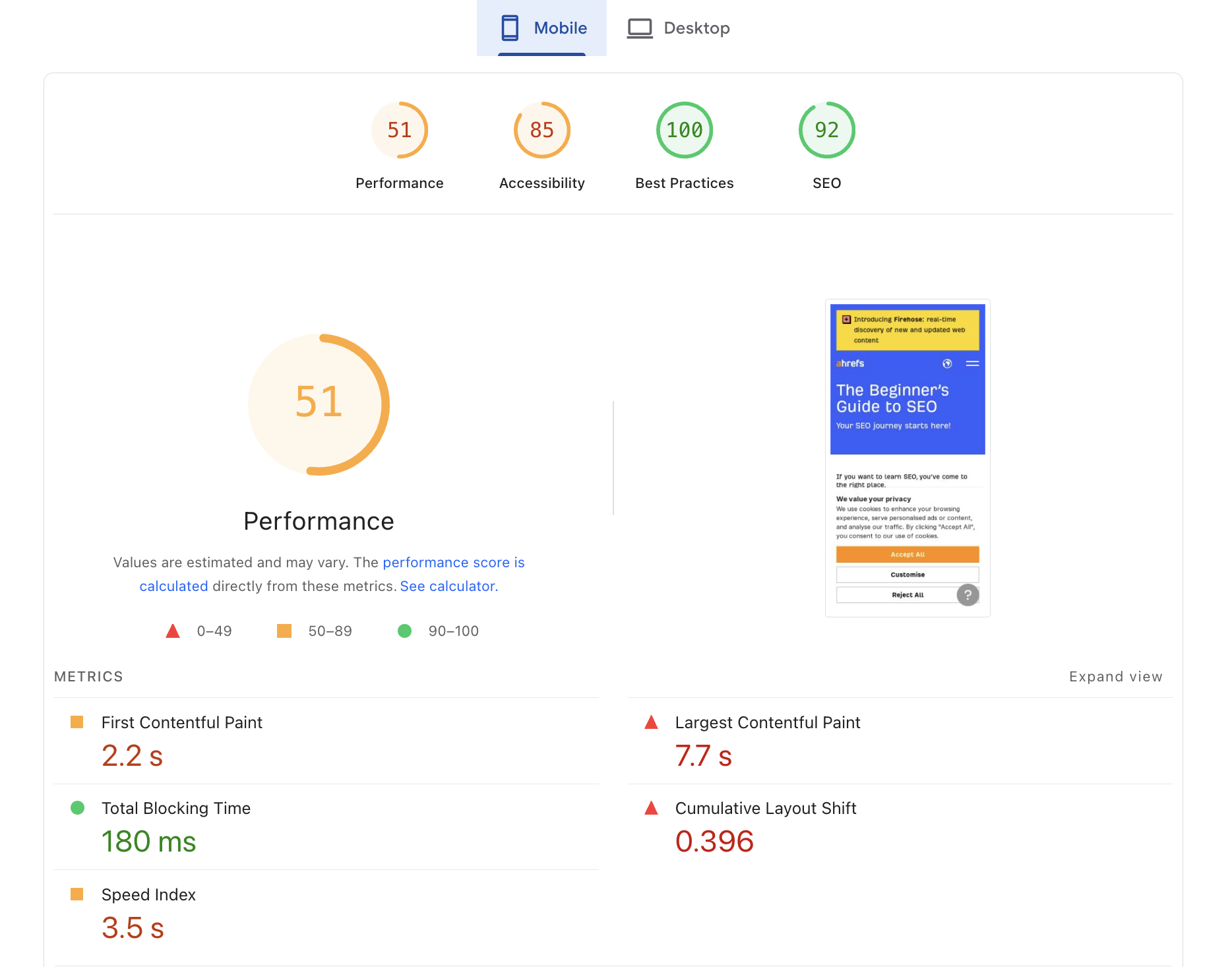 pillar page web performance